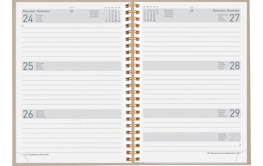 Biella Geschäftsagenda Dispo Term Natural Wire-O Blume, 2027, Beige