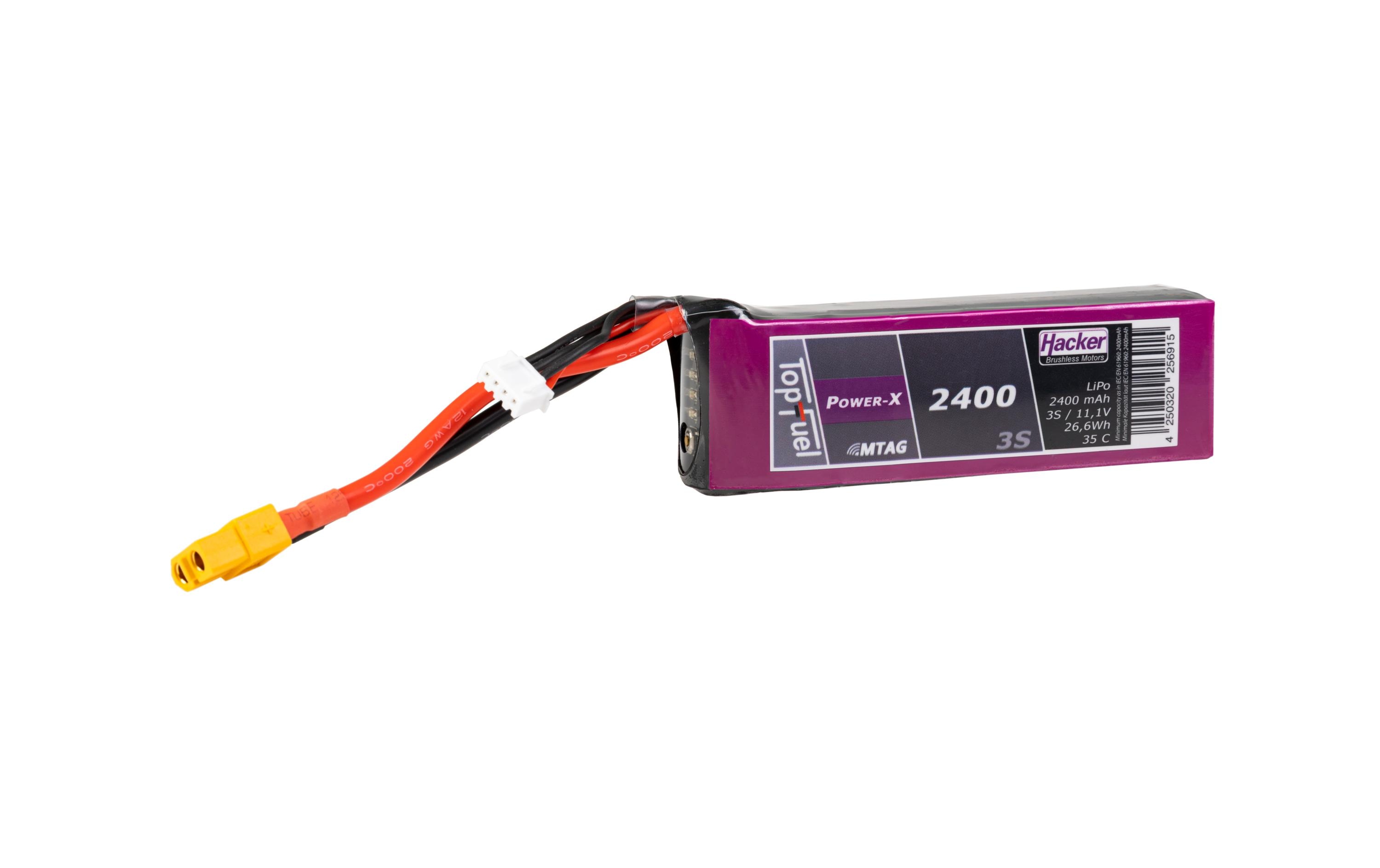 Hacker RC-Akku LiPo 2400 mAh 11.1 V 35C TopFuel Power-X MTAG