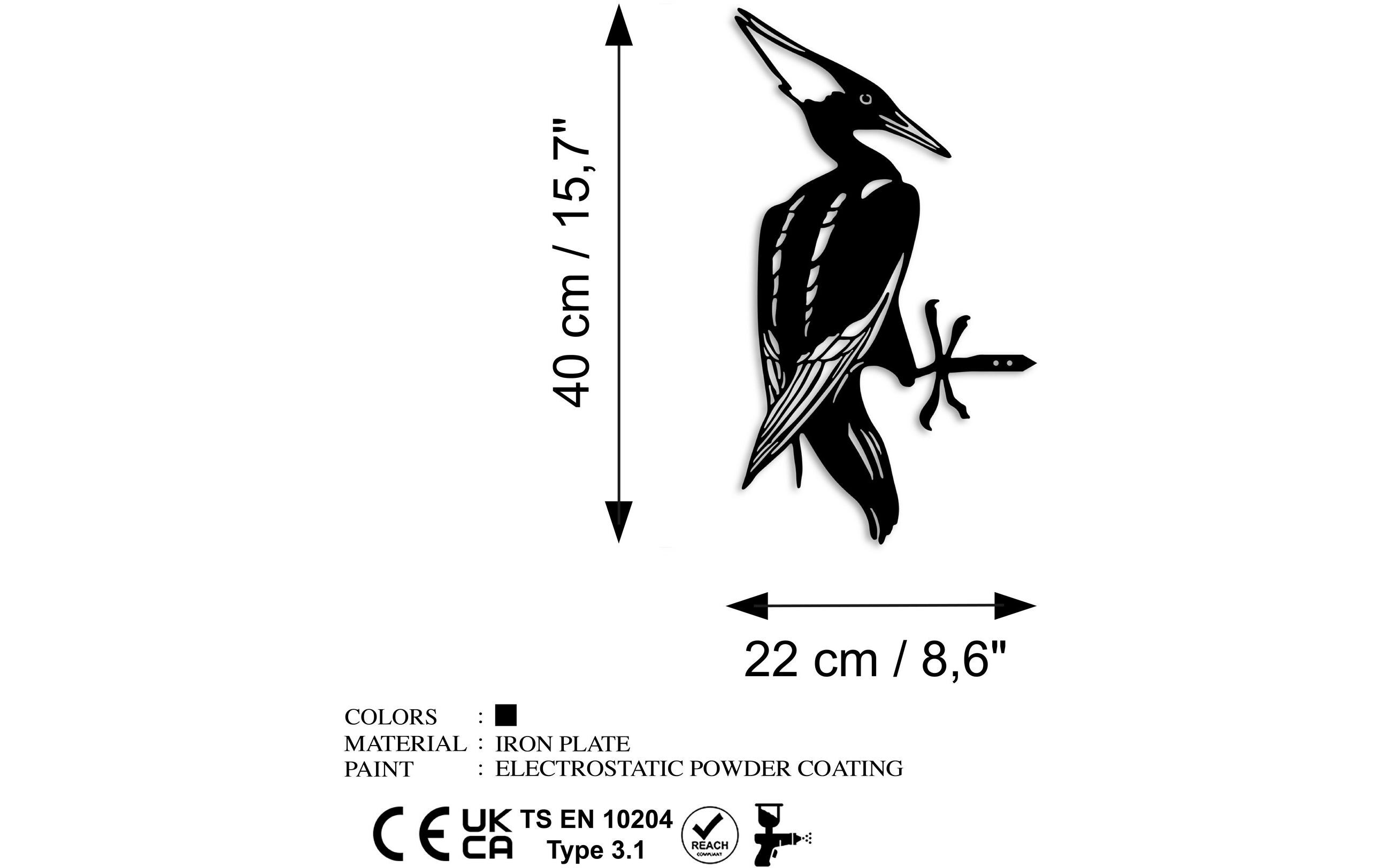 Wallxpert Gartenstecker Vogel auf Zweig 22 x 40 cm