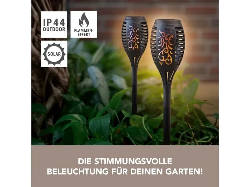 EASYmaxx Solar-Fackel LED 2er-Set 1.2 V mit Erdspiess und Clip EASYmaxx Solar-Fackel LED 2er-Set 1.2 V mit Erdspiess und Clip