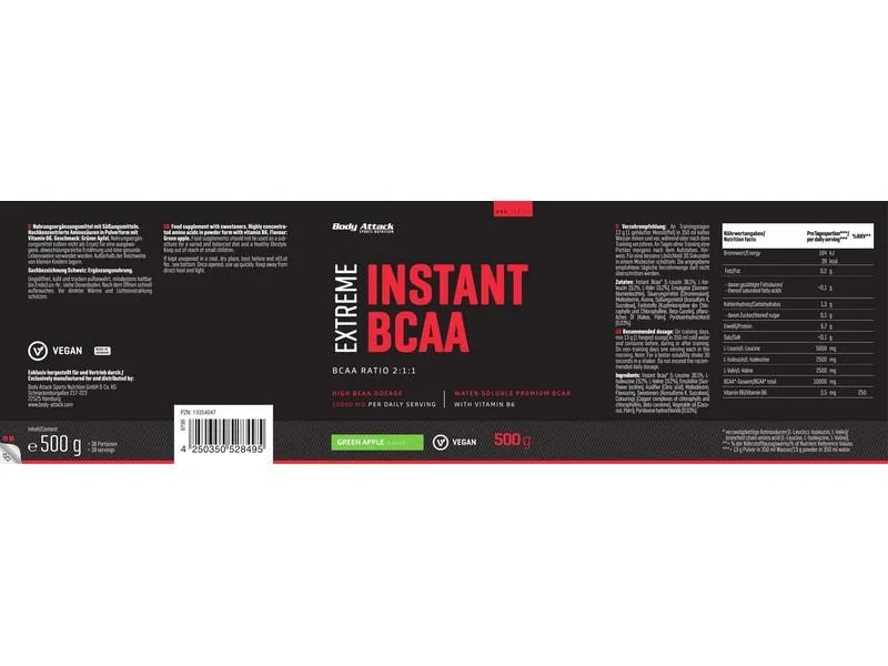 Body Attack Pulver Extreme Instant BCAA Apfel 500 g