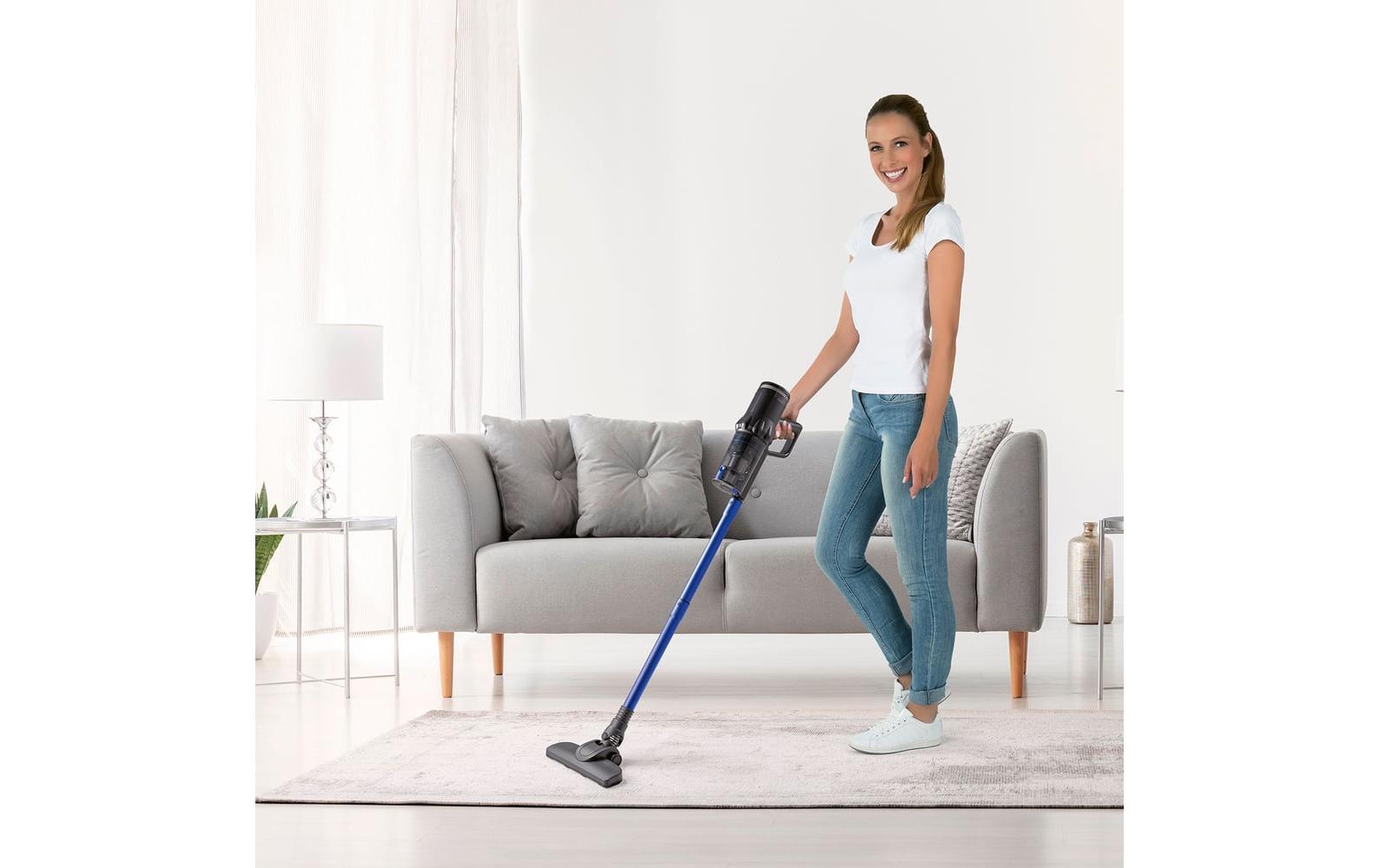 CLEANmaxx Akku-Hand- und Stielsauger Blau/Grau