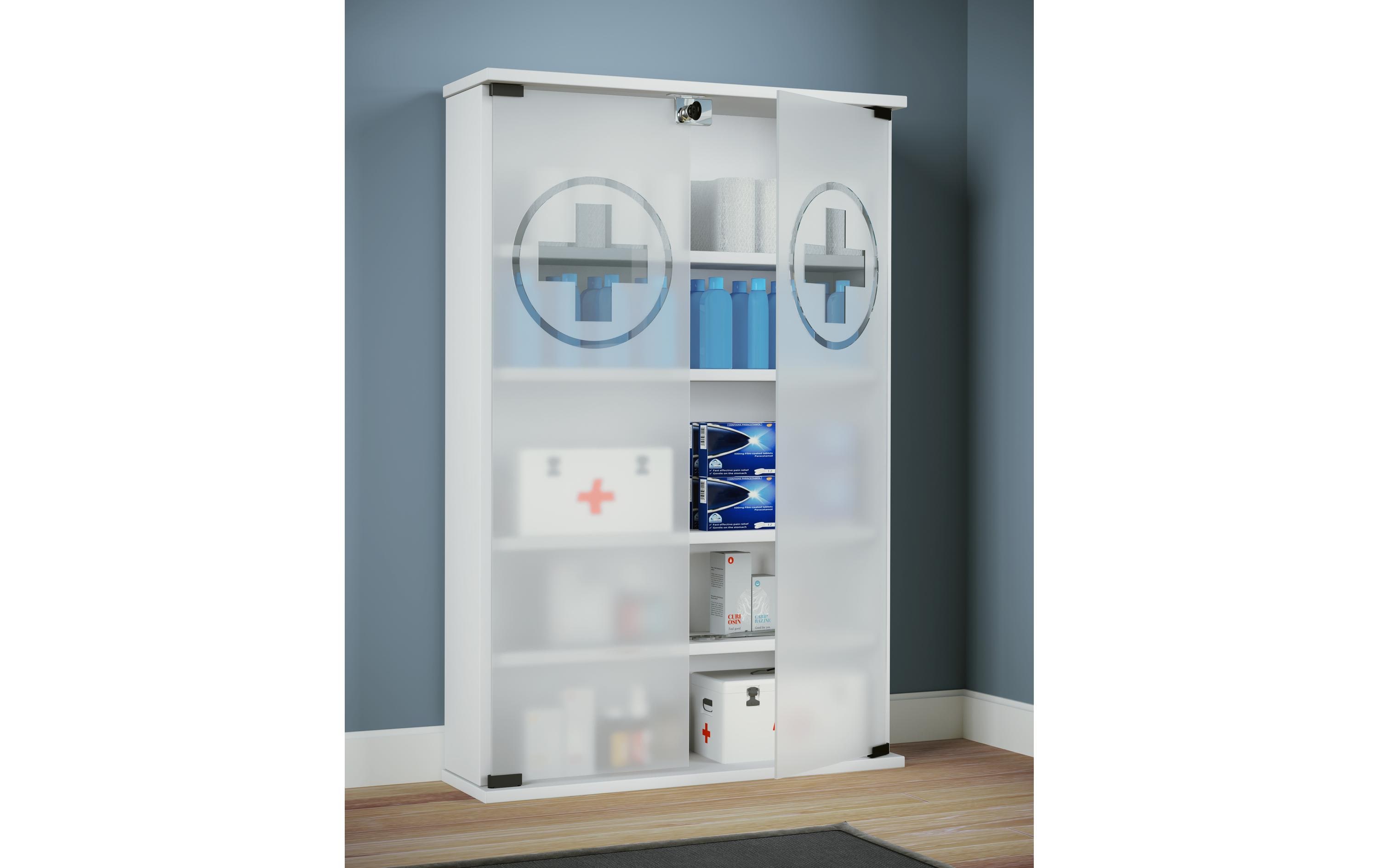 VCM Erste Hilfe Schrank Honula 91 x 60 x 17 cm, Weiss VCM Erste Hilfe Schrank Honula 91 x 60 x 17 cm, Weiss