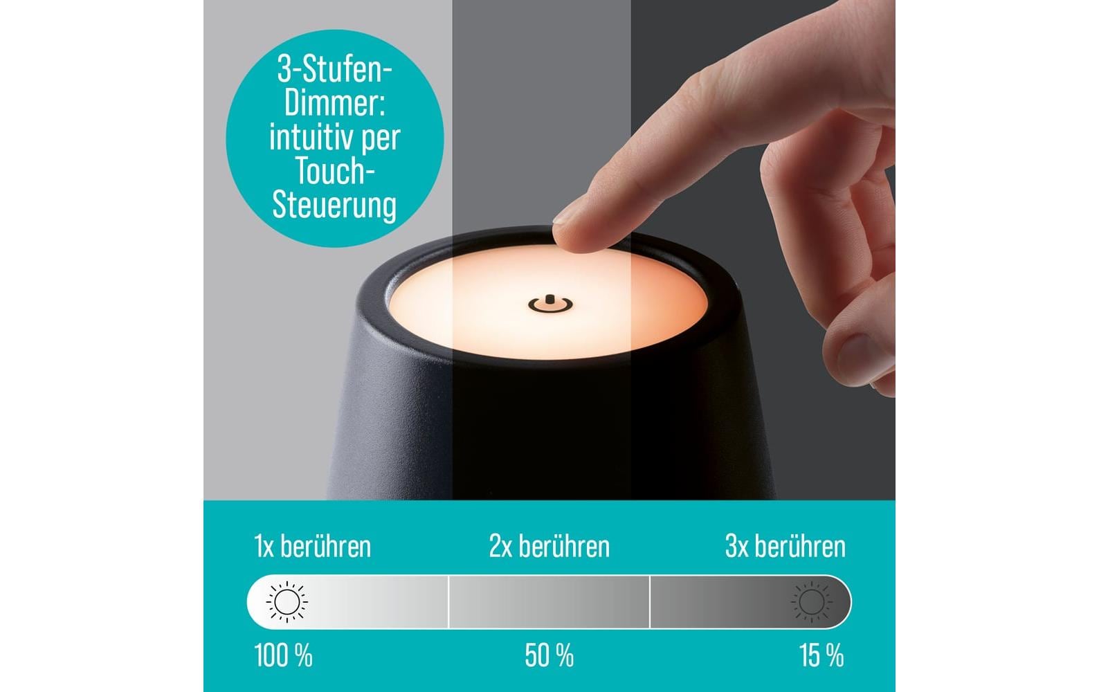 EASYmaxx Tischleuchte mit USB-Anschluss Schwarz