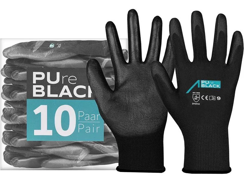 ACE Arbeitshandschuh 10 Paar PureBlack PU Grösse: L, Schwarz ACE Arbeitshandschuh 10 Paar PureBlack PU Grösse: L, Schwarz