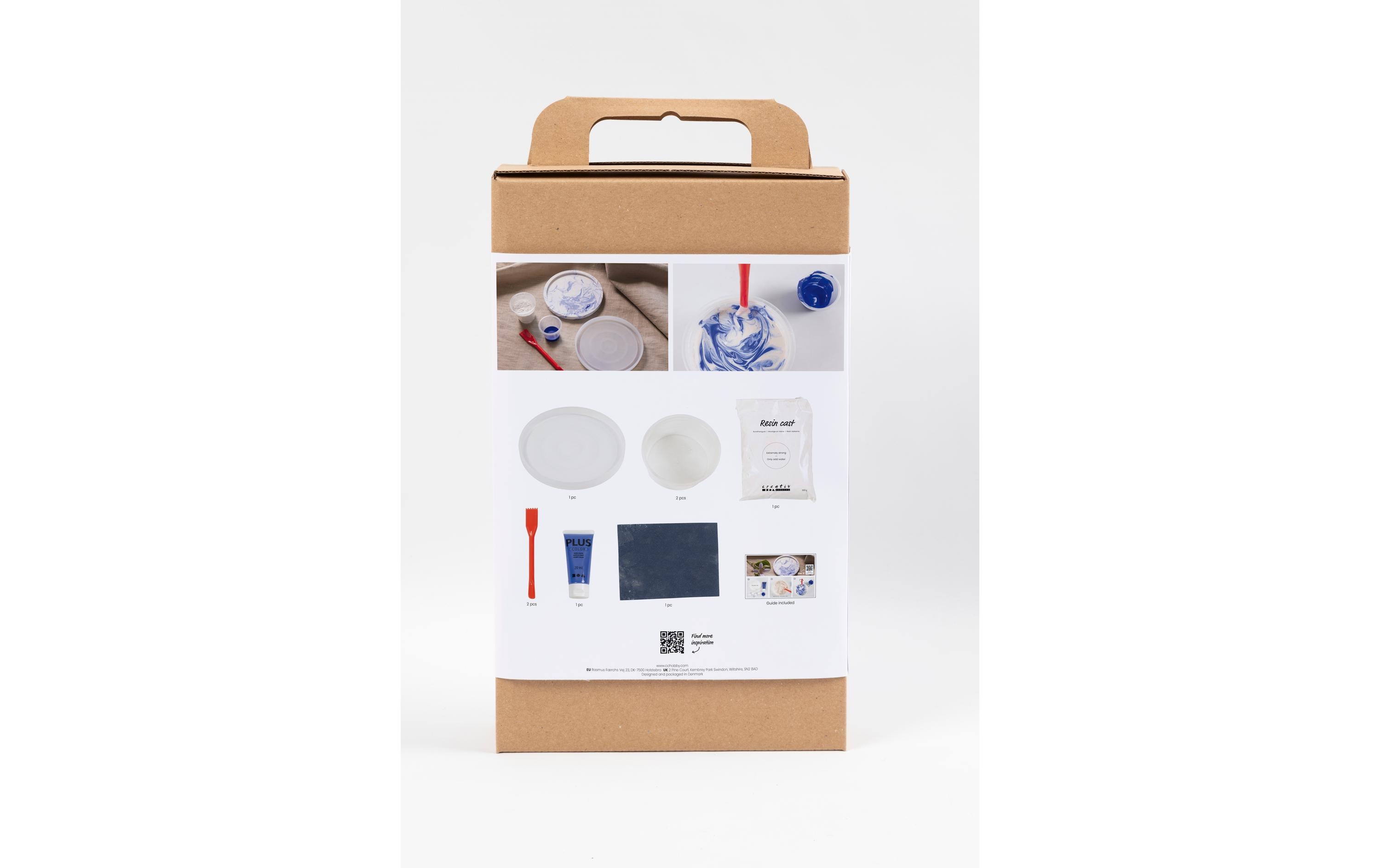 Creativ Company Giessharz Resin Tablett mit Marmorierung Blau/Weiss