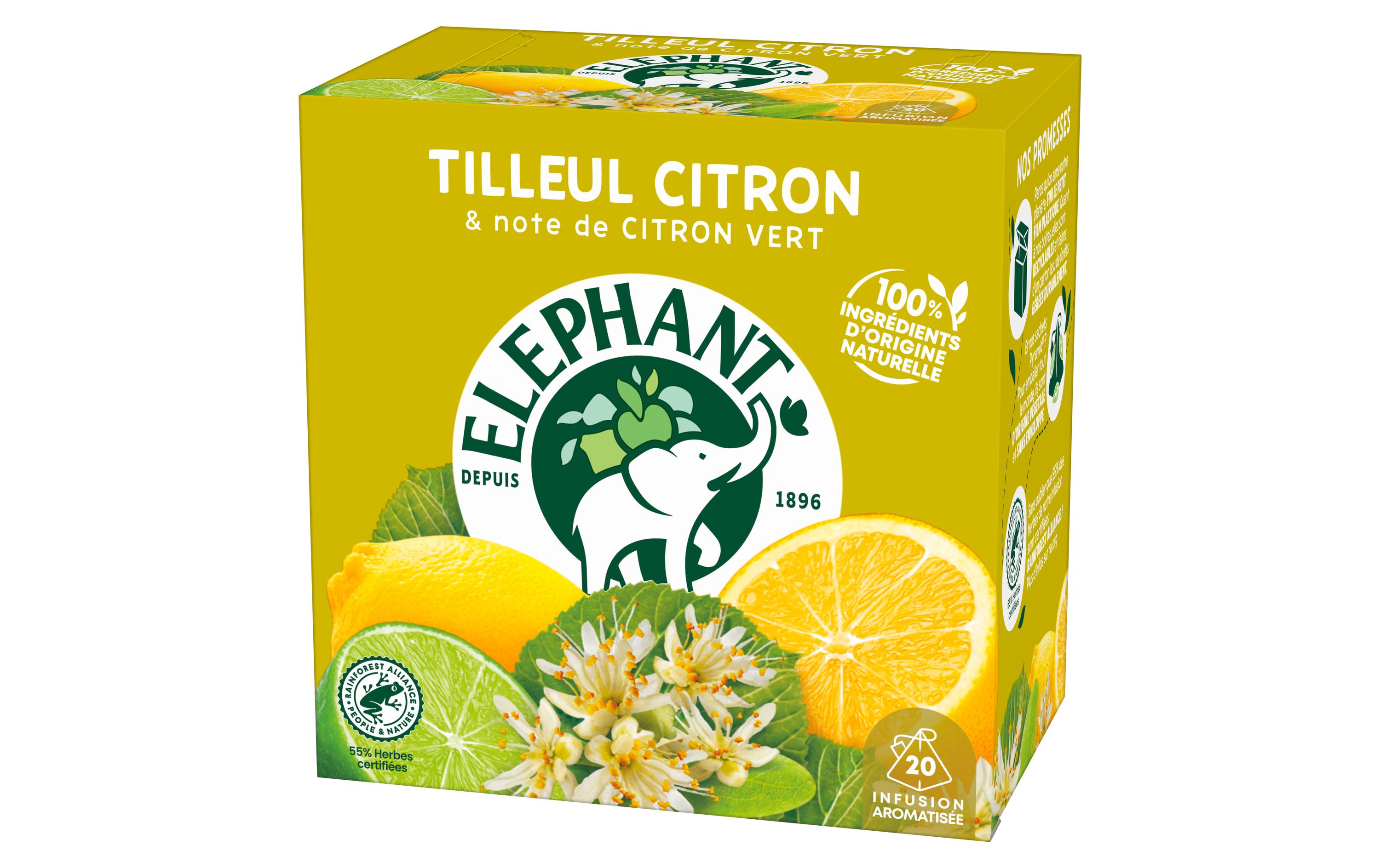 Eléphant Teebeutel Infusion Tilleul Citron 20 Stück