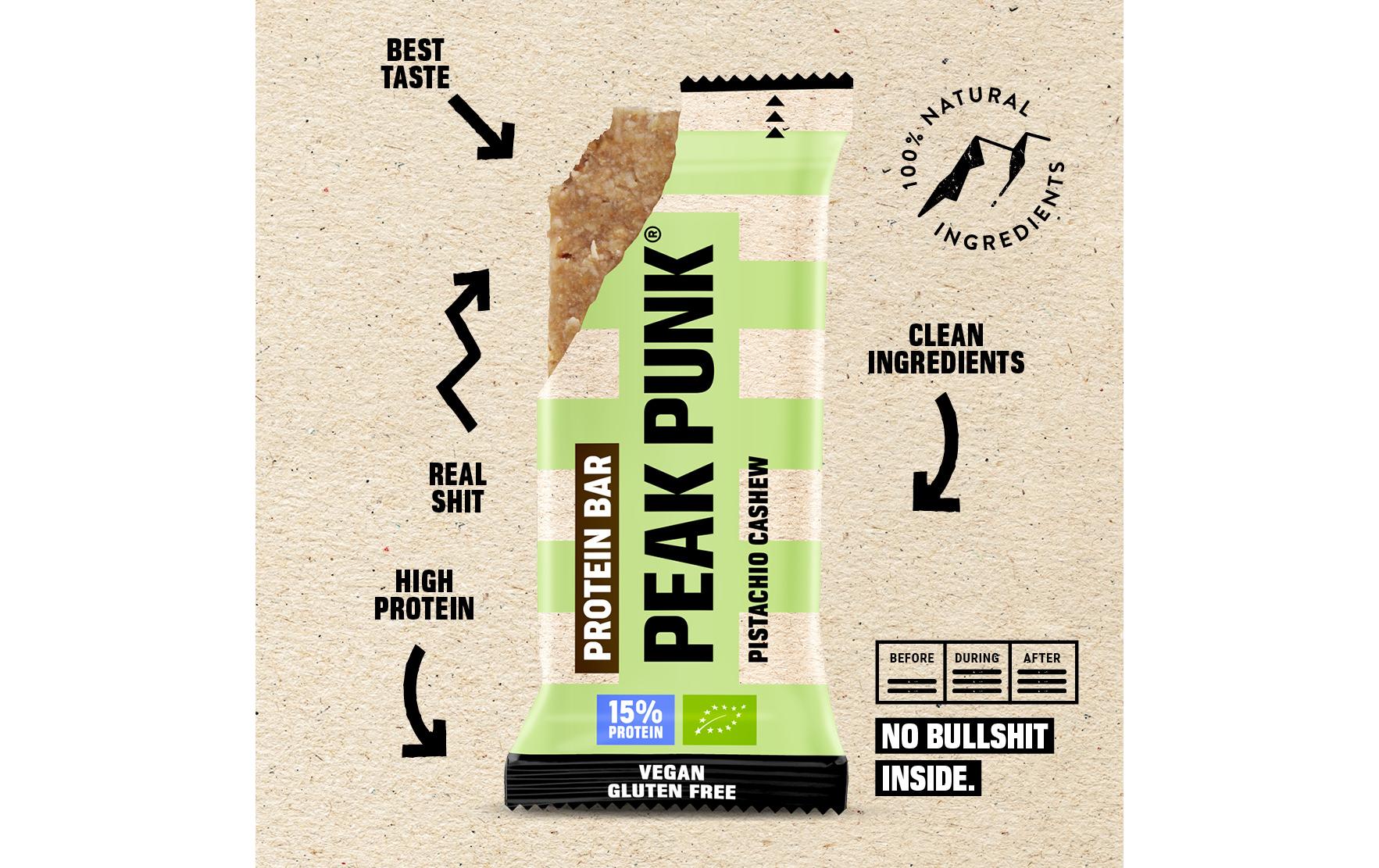 PEAK PUNK Bio Protein Bar Pistachio Cashew 12 x 55 g