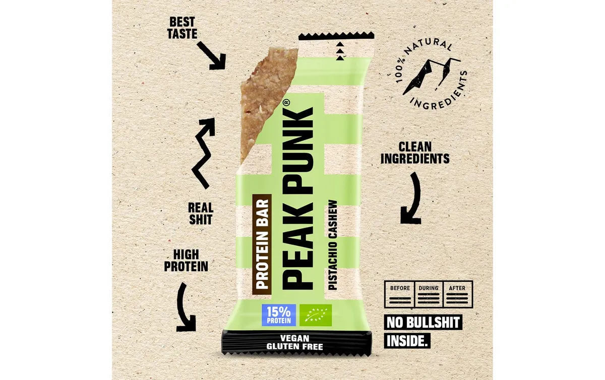 PEAK PUNK Bio Protein Bar Pistachio Cashew 12 x 55 g PEAK PUNK Bio Protein Bar Pistachio Cashew 12 x 55 g