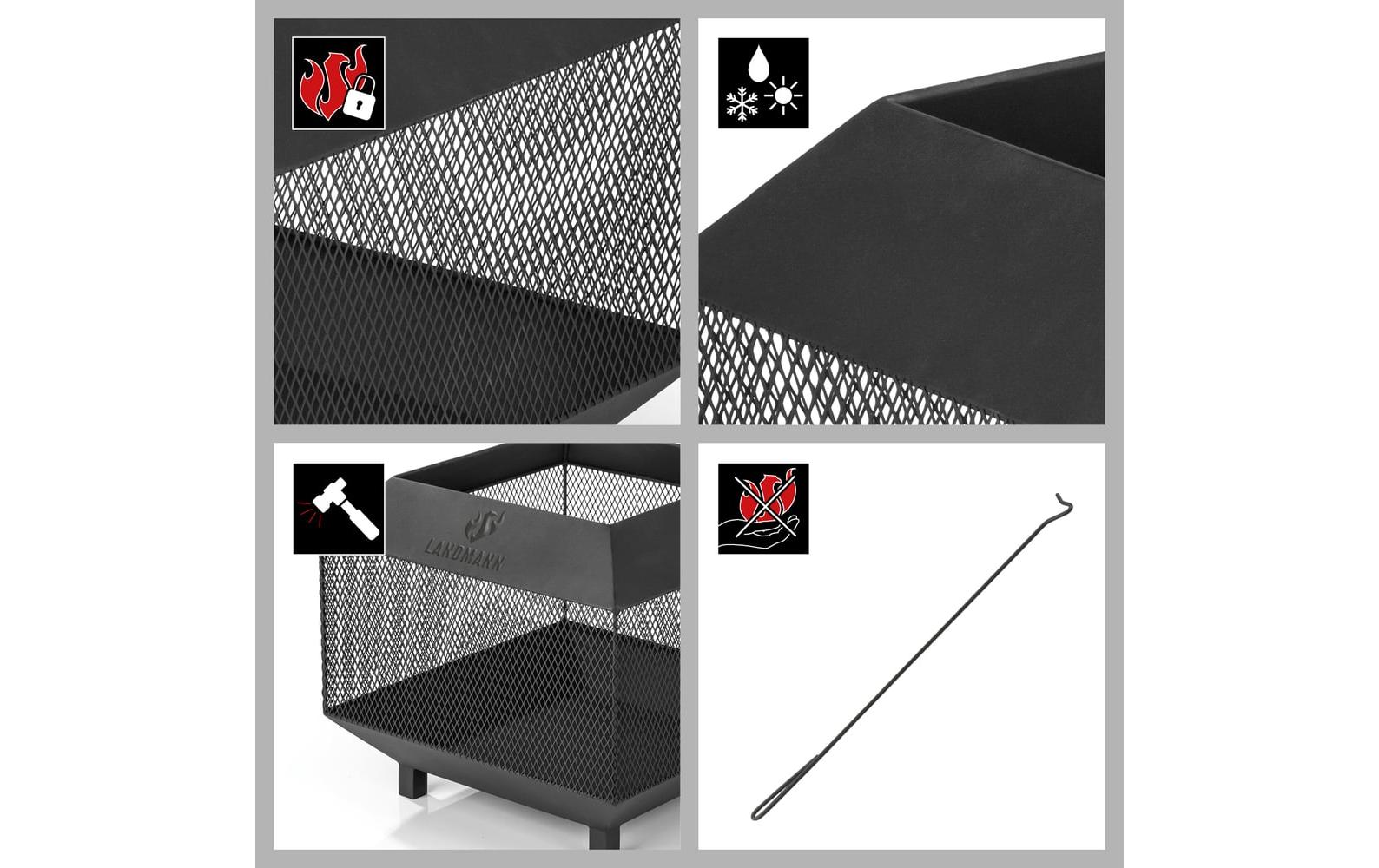 Landmann Feuerkorb 44 x 44 cm, Heizstrahler – Schwarz