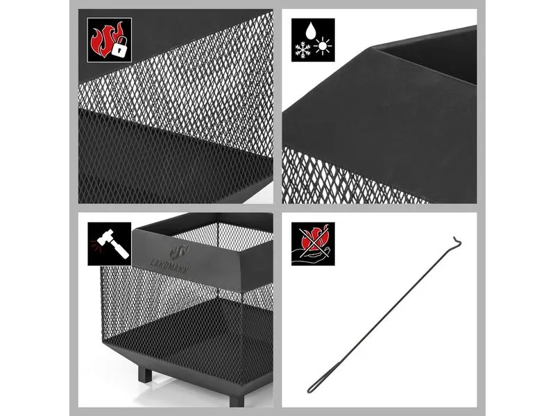 Landmann Feuerkorb 44 x 44 cm, Heizstrahler – Schwarz Landmann Feuerkorb 44 x 44 cm, Heizstrahler – Schwarz