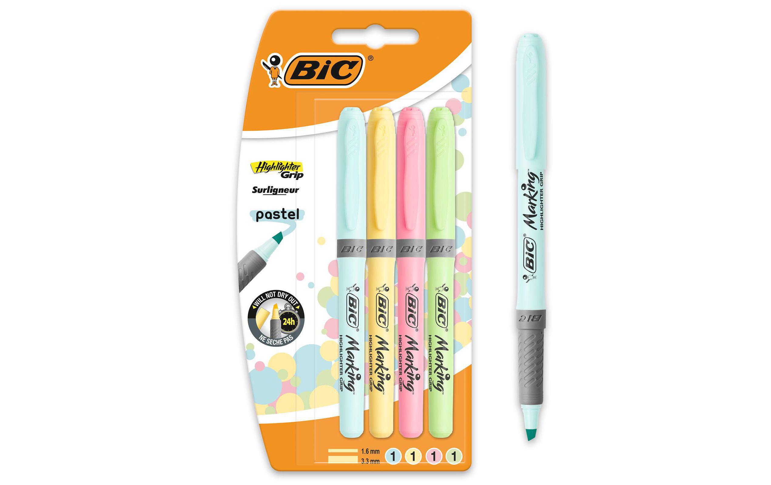 BIC Textmarker Highlighter Grip pastel 4 Stück