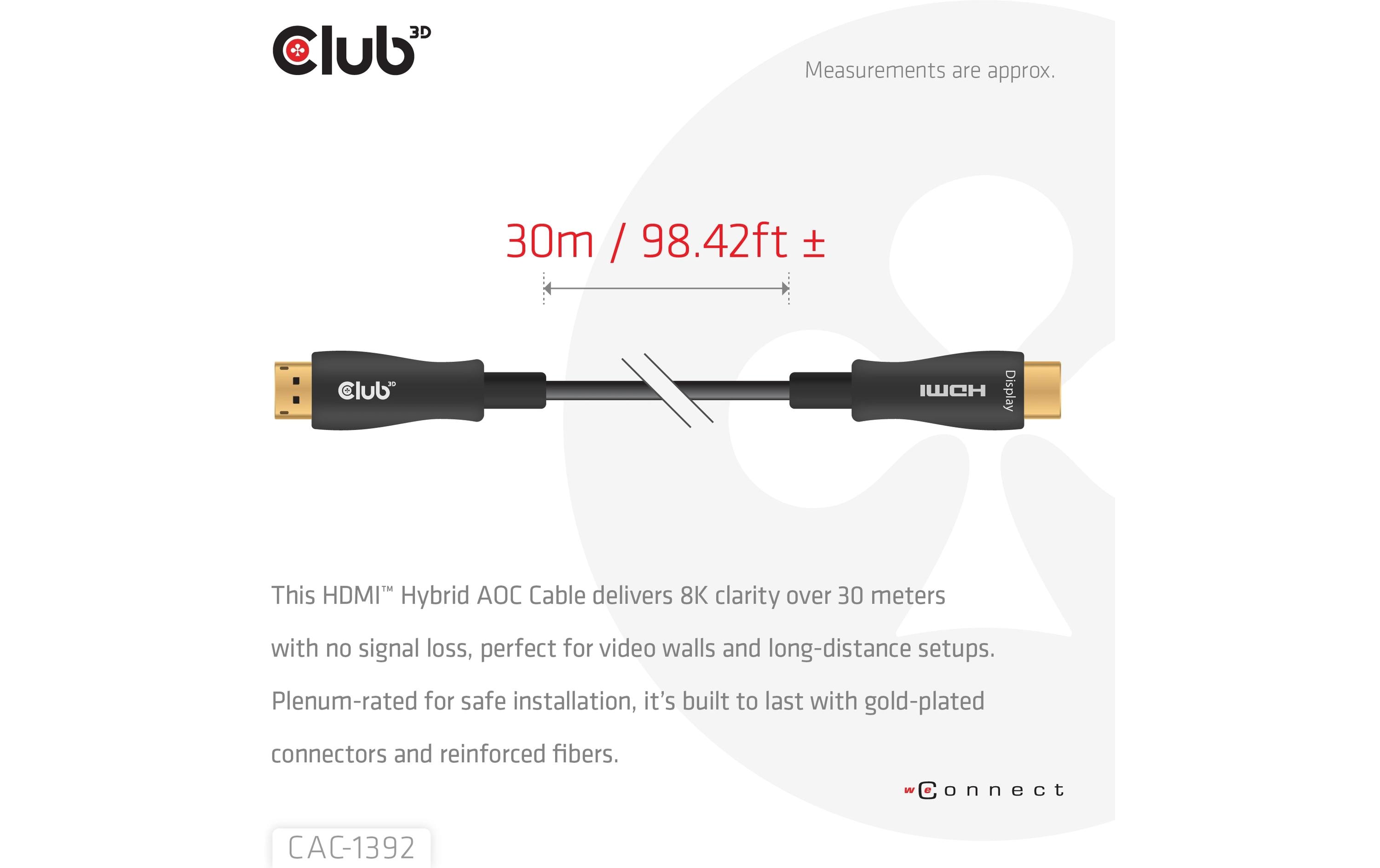 Club 3D Optisches Kabel CAC-1392 lub HDMI - HDMI, 30 m