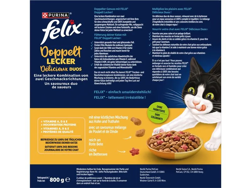 Felix Trockenfutter Doppelt Lecker Adult Geflügel 800 g Felix Trockenfutter Doppelt Lecker Adult Geflügel 800 g