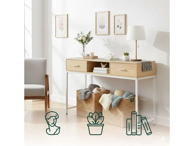 relaxdays Konsolentisch 80 x 120 x 40 cm Weiss/Natur relaxdays Konsolentisch 80 x 120 x 40 cm Weiss/Natur