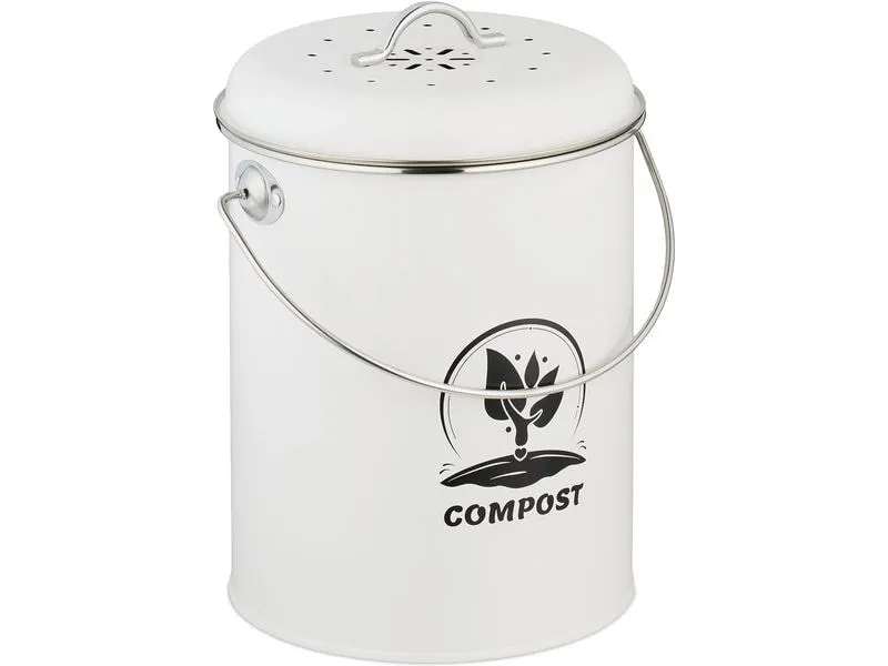 relaxdays Komposteimer mit Geruchsfilter 5.5 l, Silber/Weiss relaxdays Komposteimer mit Geruchsfilter 5.5 l, Silber/Weiss
