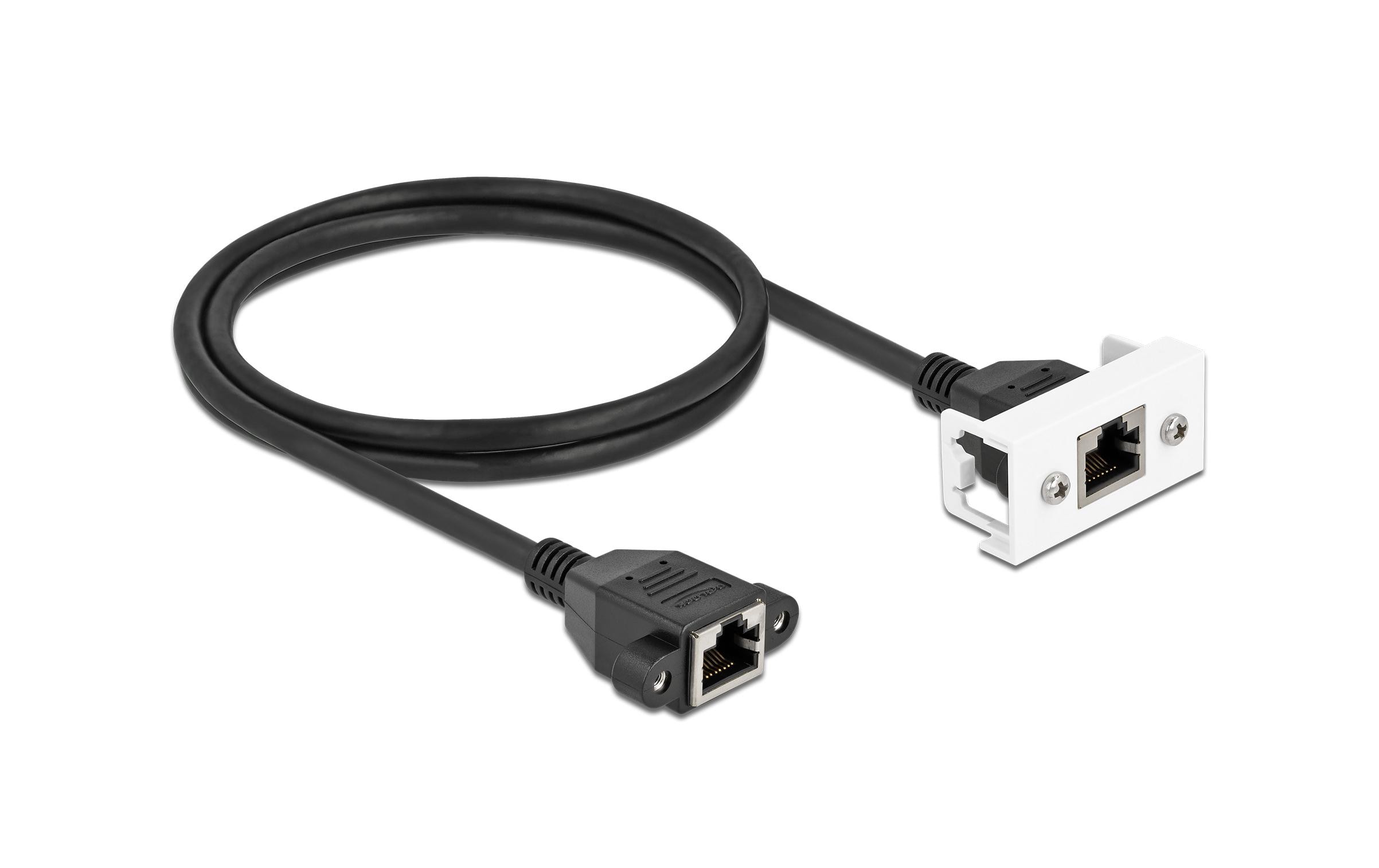 Delock Patchkabel für Easy 45 Modul Cat 6A, S/FTP, 1 m, Schwarz Delock Patchkabel für Easy 45 Modul Cat 6A, S/FTP, 1 m, Schwarz