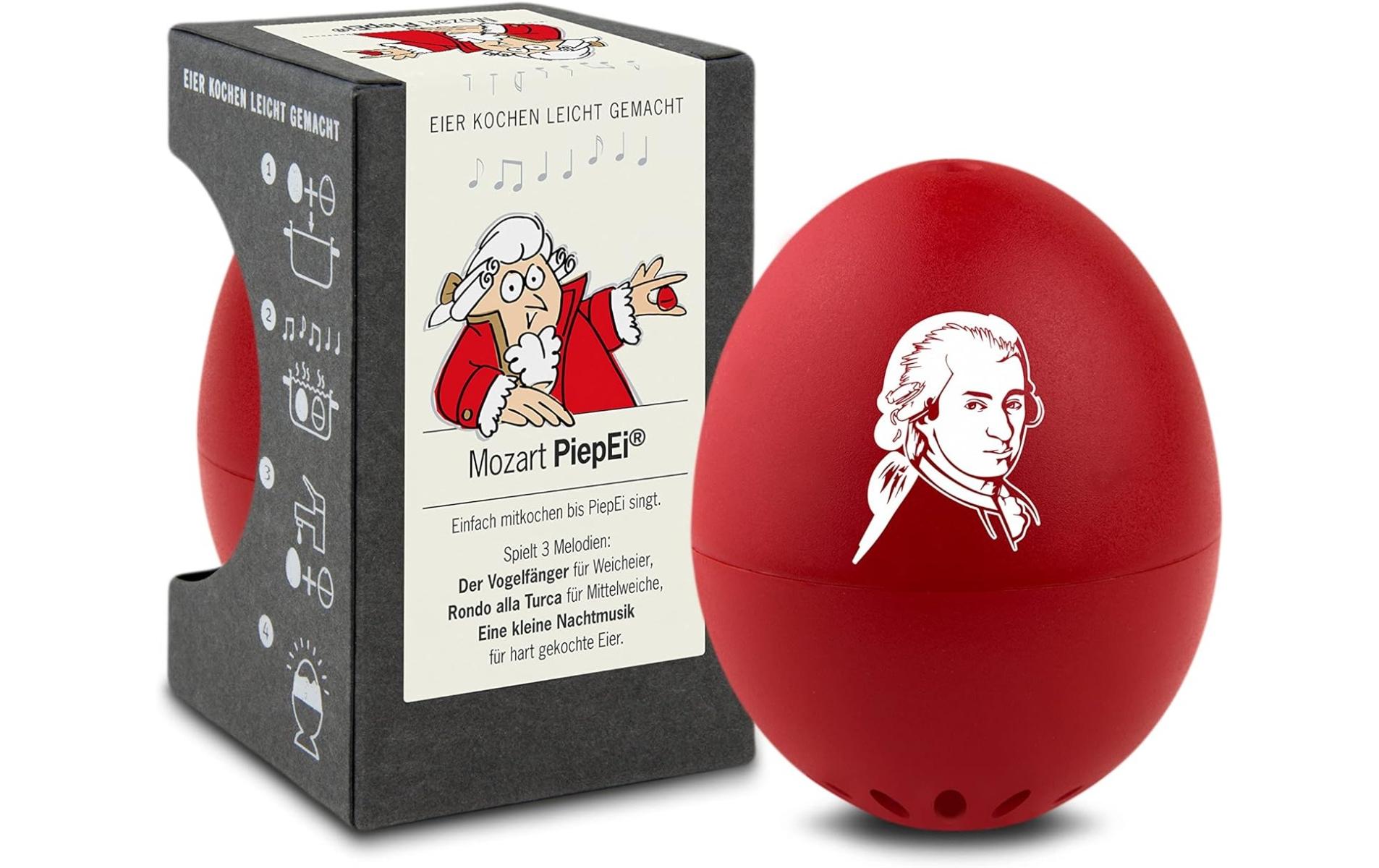 PiepEi Küchentimer Singende Eieruhr Mozart, Rot / Weiss