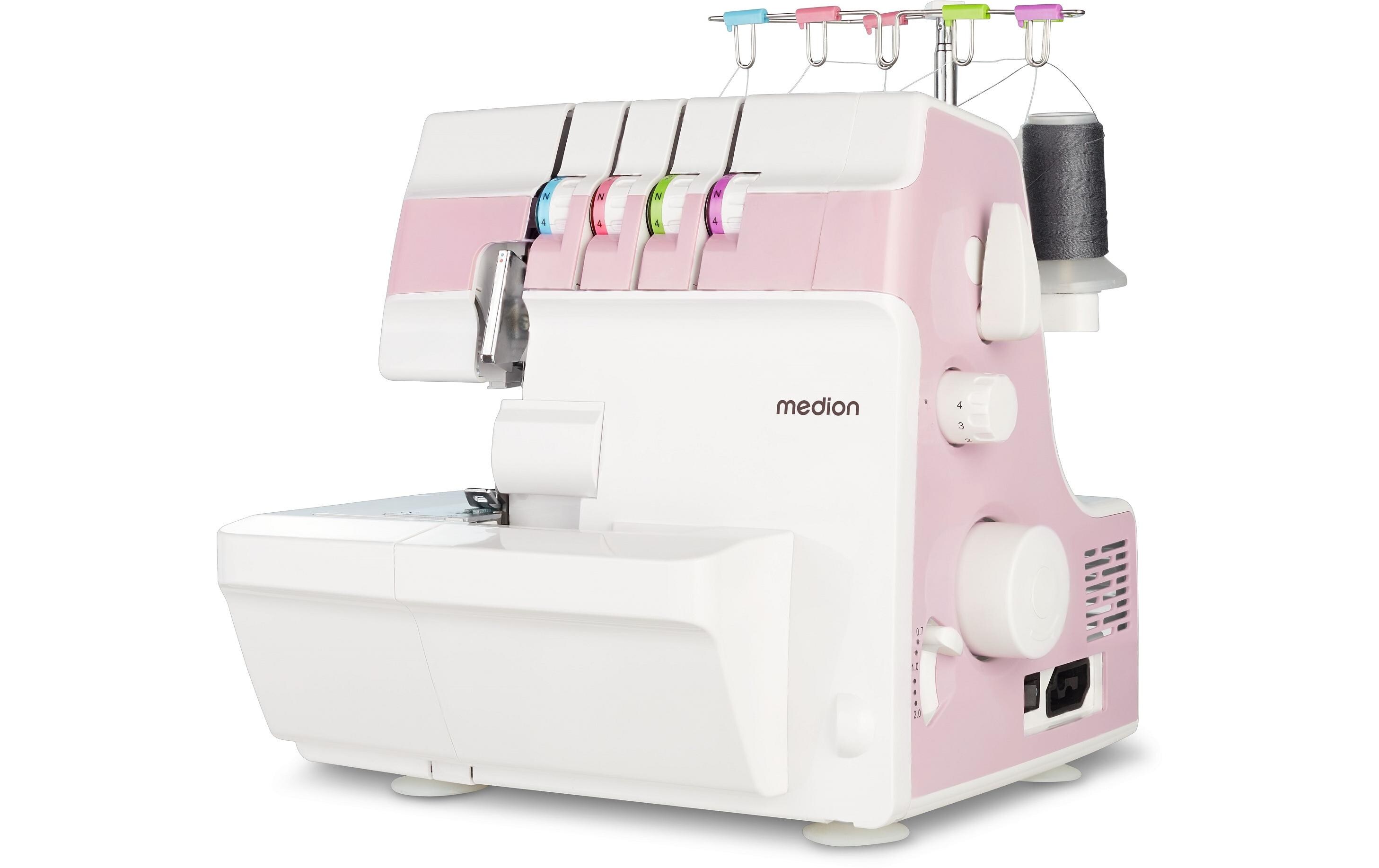 Medion Nähmaschine Life Overlock SO90 Weiss/Rosa