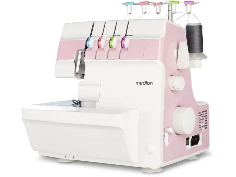 Medion Nähmaschine Life Overlock SO90 Weiss/Rosa