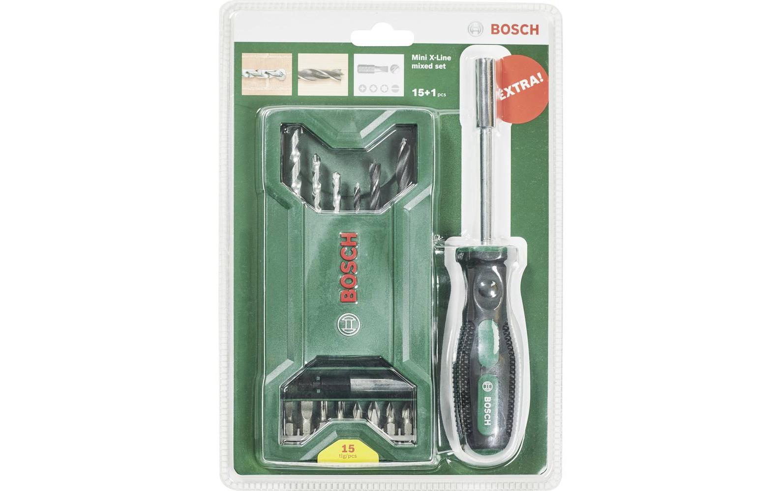 Bosch Bohr- und Bitset Mini X-Line, 15+1 Stück