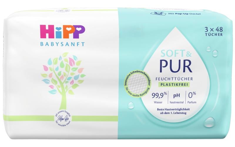 HIPP Feuchttücher Babysanft Soft & Pure 3x 48 Stk.