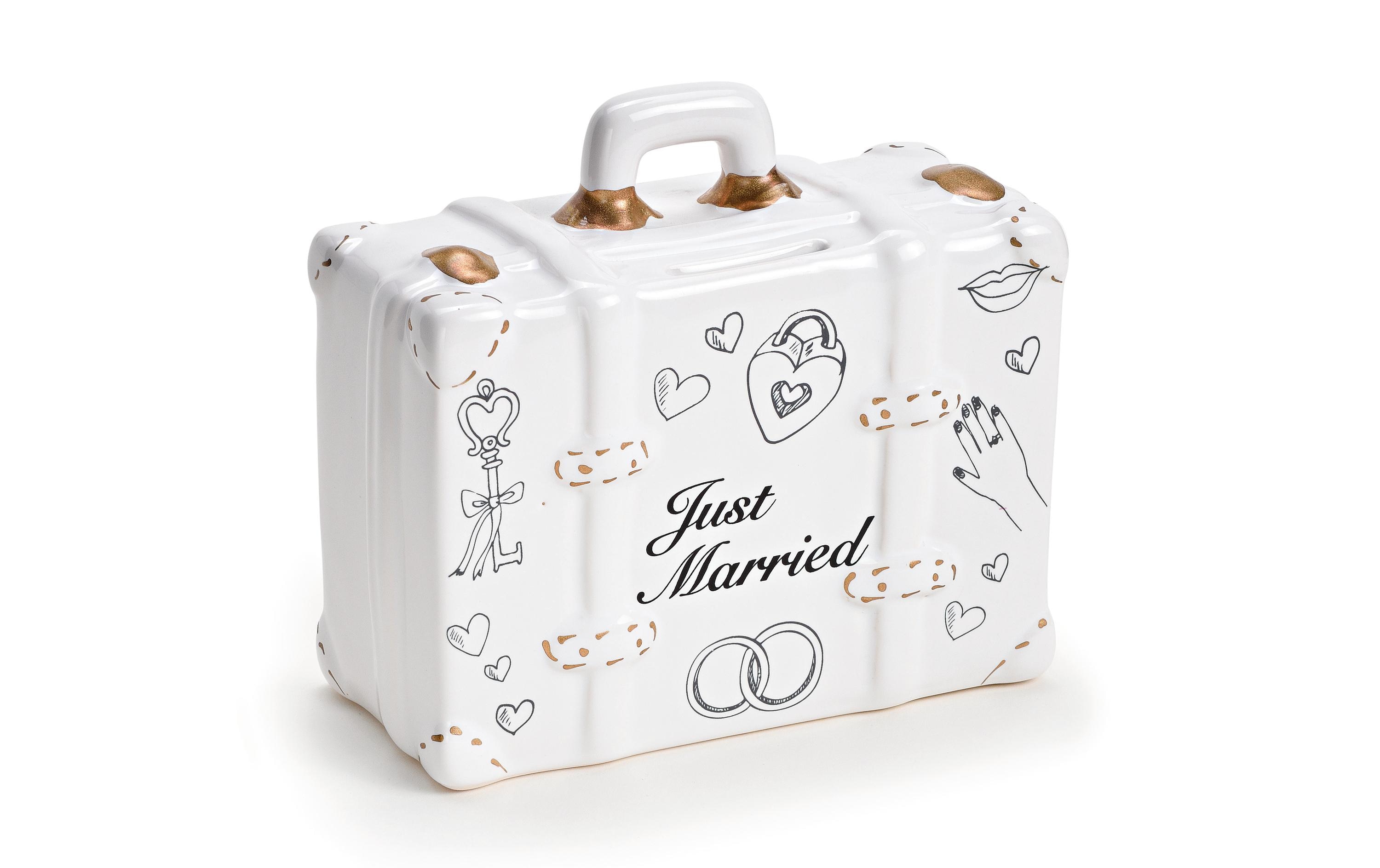 G. Wurm Spardose Koffer Just Married 6 x 14 x 13 cm