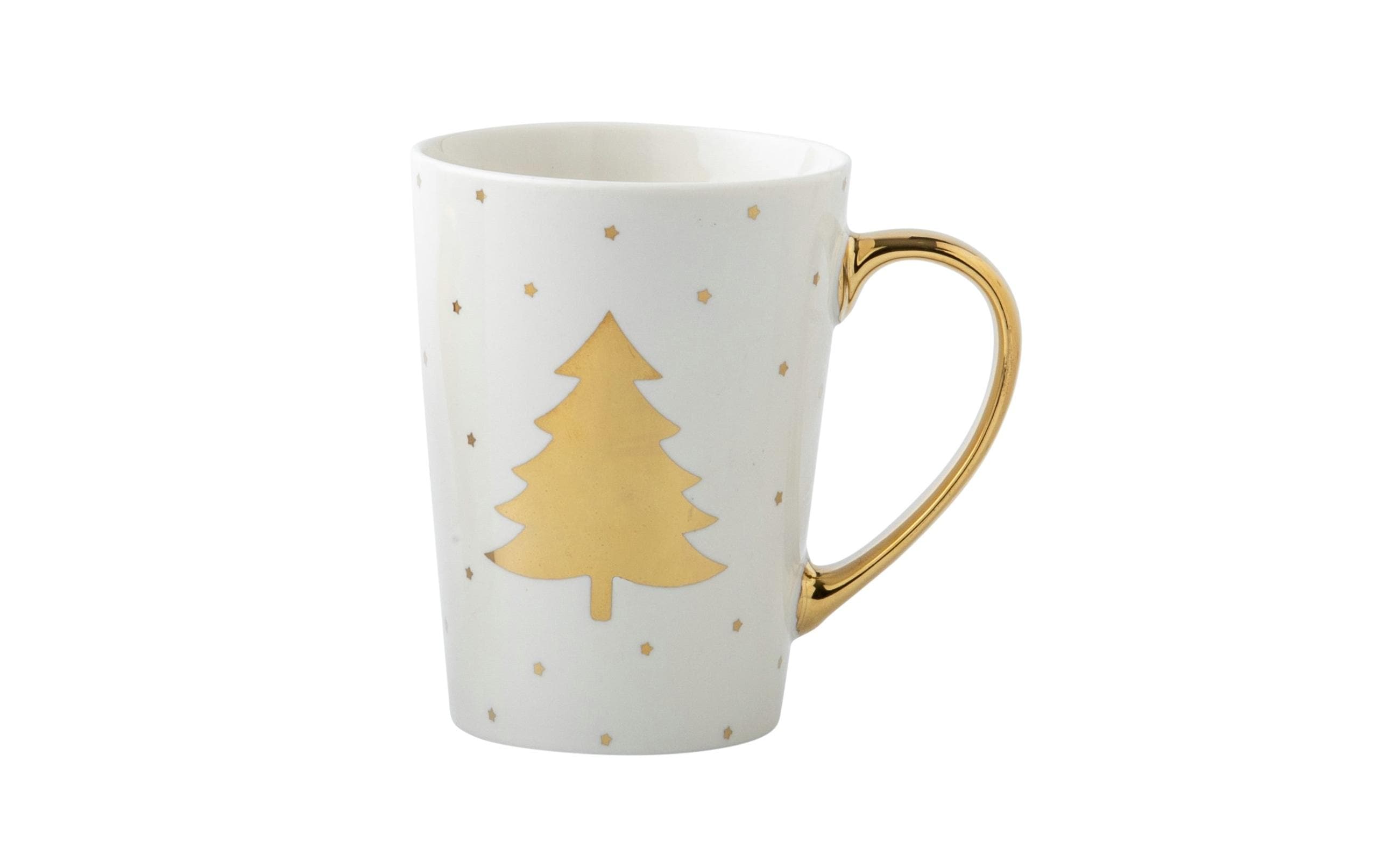 Dameco Tasse Hirsch und Tanne 430 ml, 2 Stück, Weiss/Gold