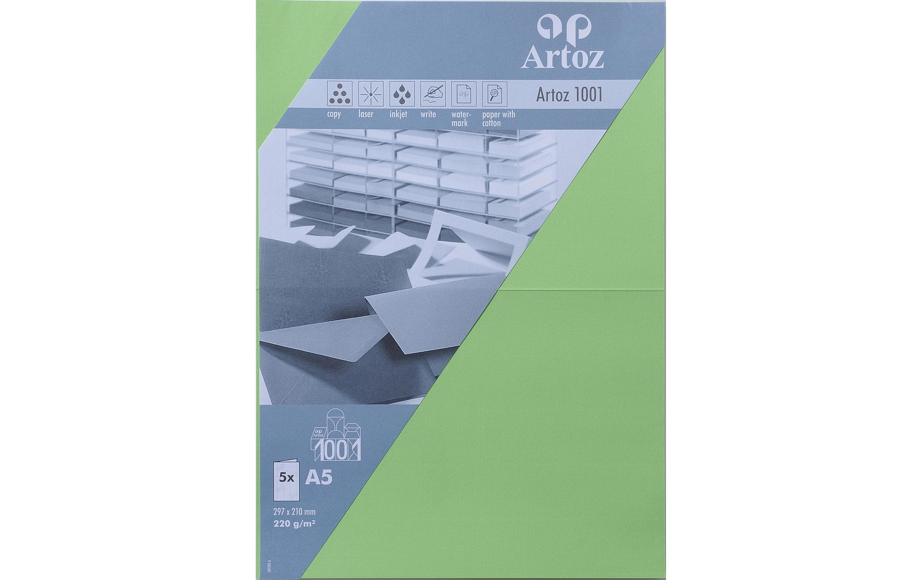Artoz Blankokarte 1001, A5, 5 Blatt, Birkengrün