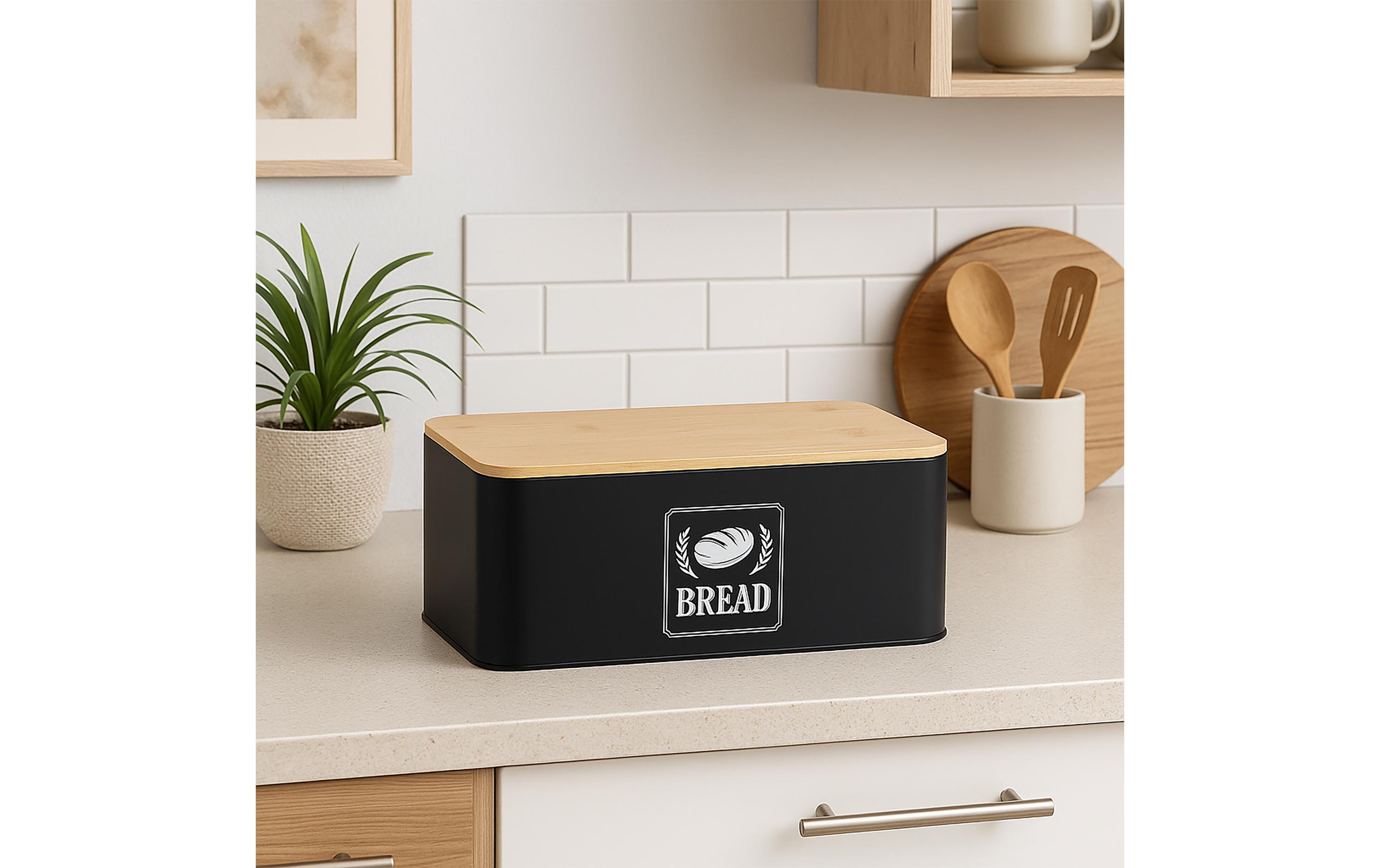 relaxdays Brotkasten Retro Schwarz