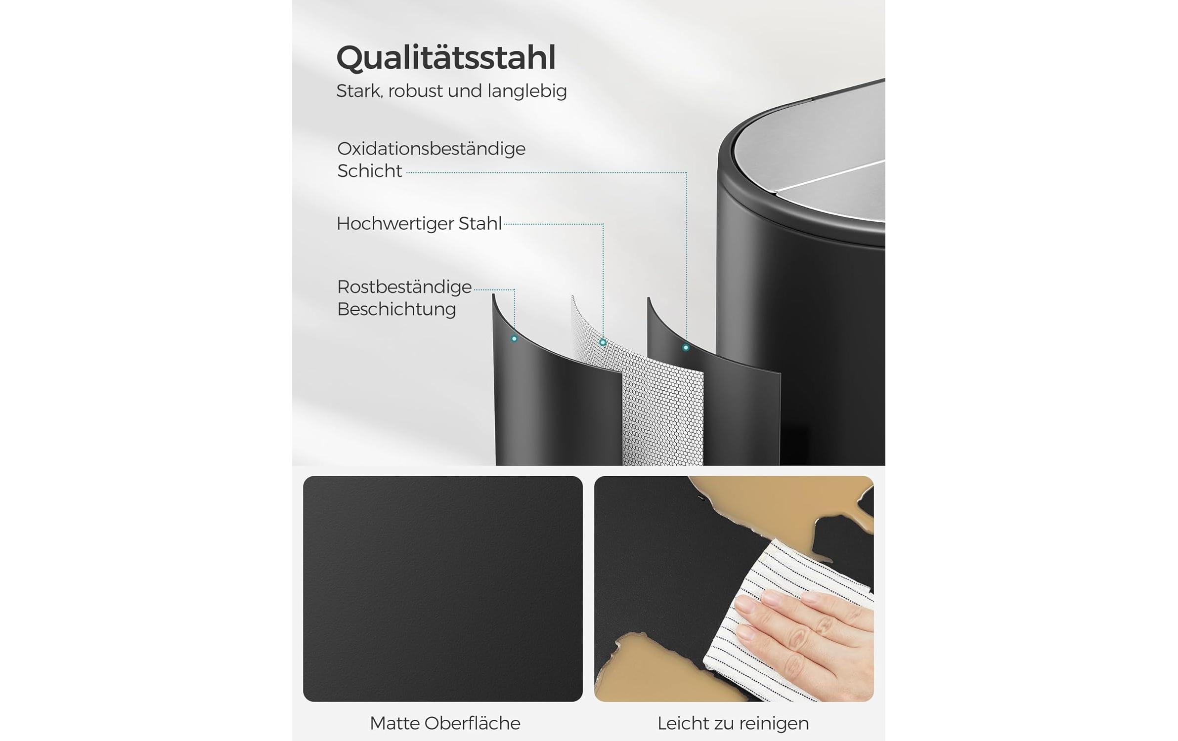 Songmics Abfalleimer 30 l, Schwarz