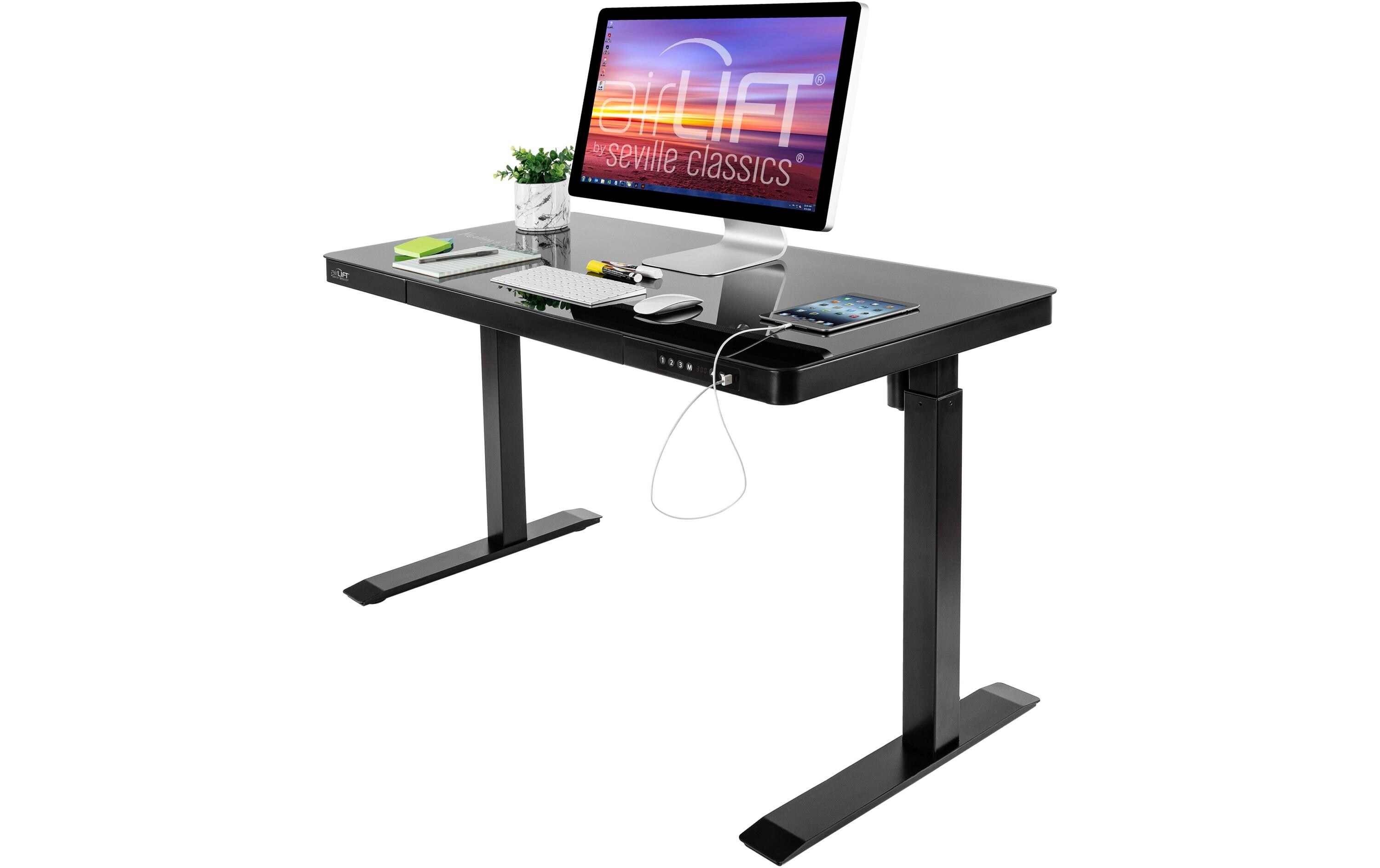 seville classics Stehtisch Airlift 1.2 x 0.6 m, Schwarz