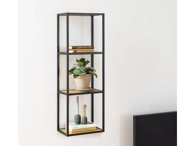 AC Design Regal Seaford 24 x 37 x 108 cm, Nature/Schwarz