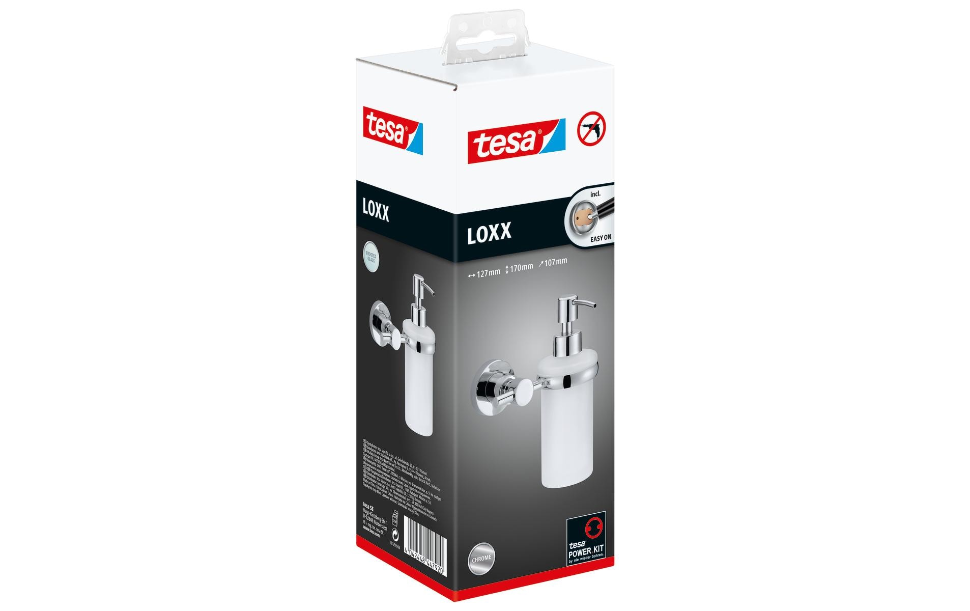 tesa Wandseifenspender Loxx 200 ml, Silber