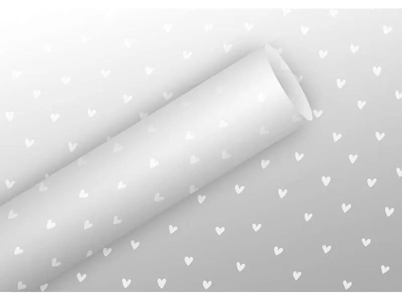 Braun + Company Geschenkfolie Herzen, Weiss, 2.5 m x 70 cm Braun + Company Geschenkfolie Herzen, Weiss, 2.5 m x 70 cm