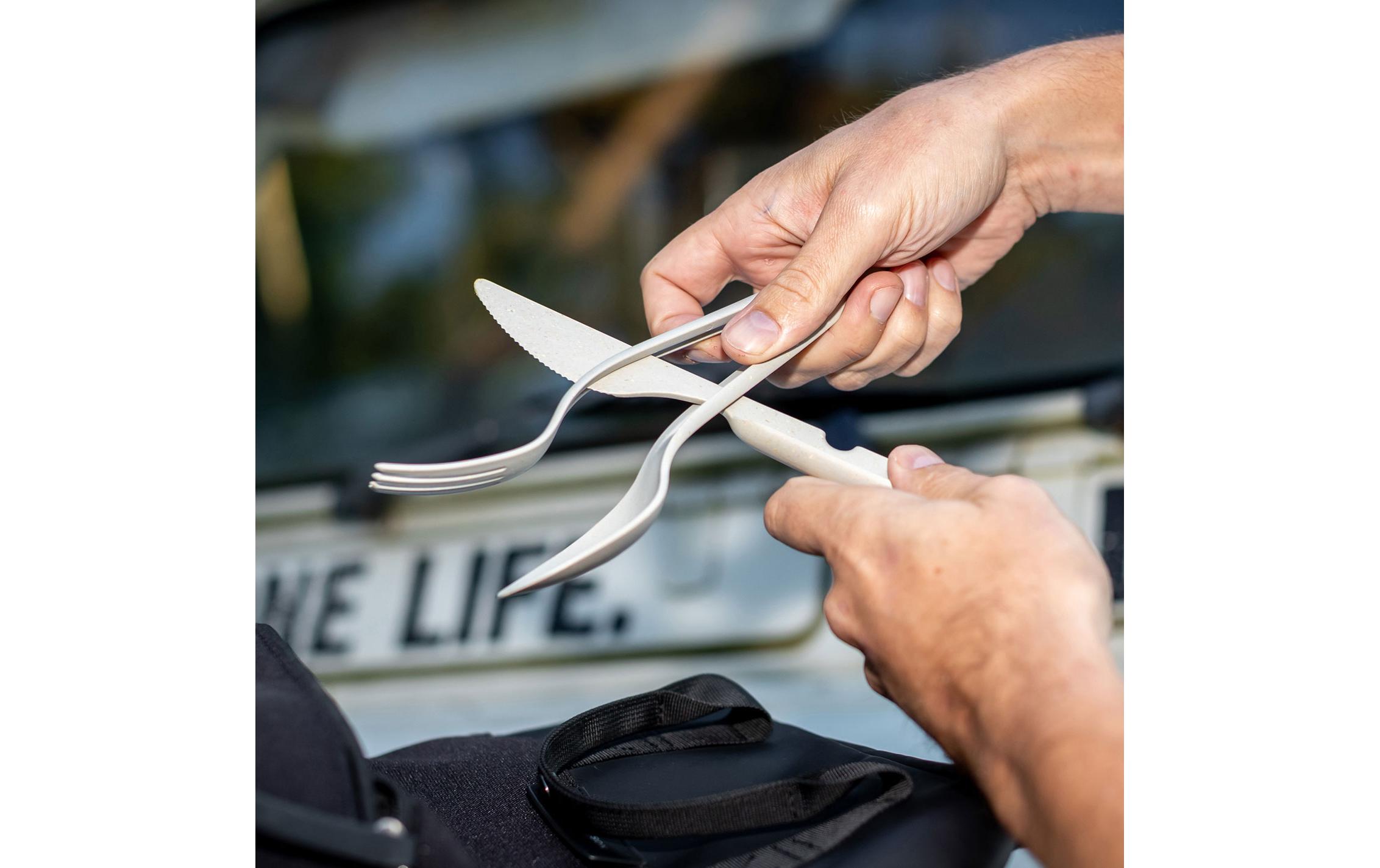 Koziol Besteck-Set to go Klikk 3-teilig, Desert Sand