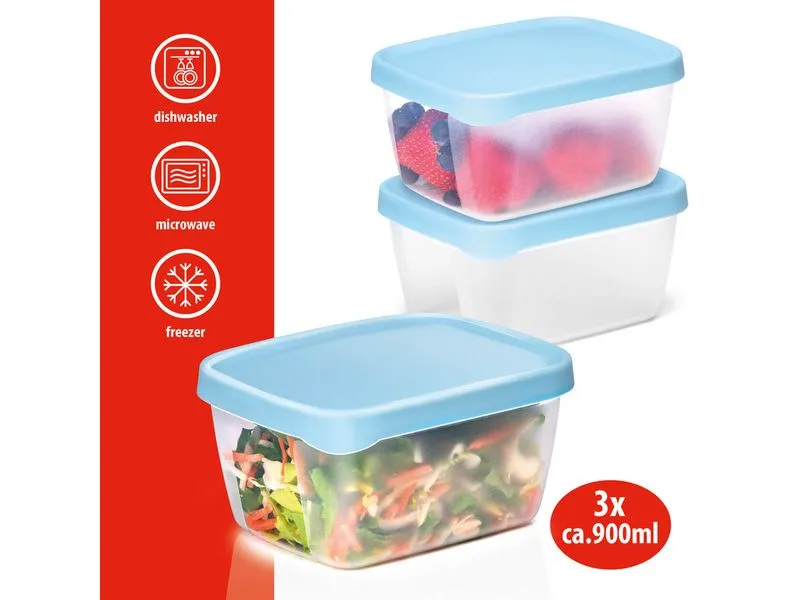 alpina Vorratsdosen Set 3-teilig 0.9 l, Blau/Transparent alpina Vorratsdosen Set 3-teilig 0.9 l, Blau/Transparent