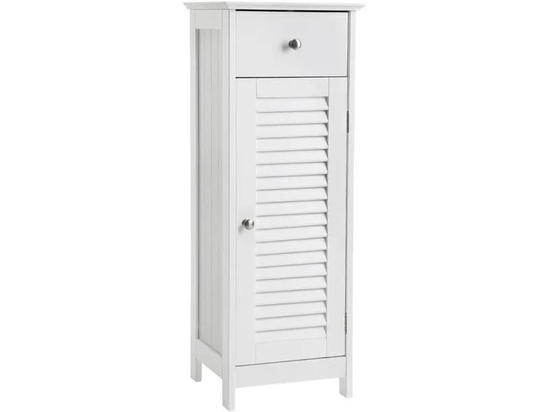VASAGLE Badezimmerregal mit Tür 32 x 87 cm, Weiss VASAGLE Badezimmerregal mit Tür 32 x 87 cm, Weiss