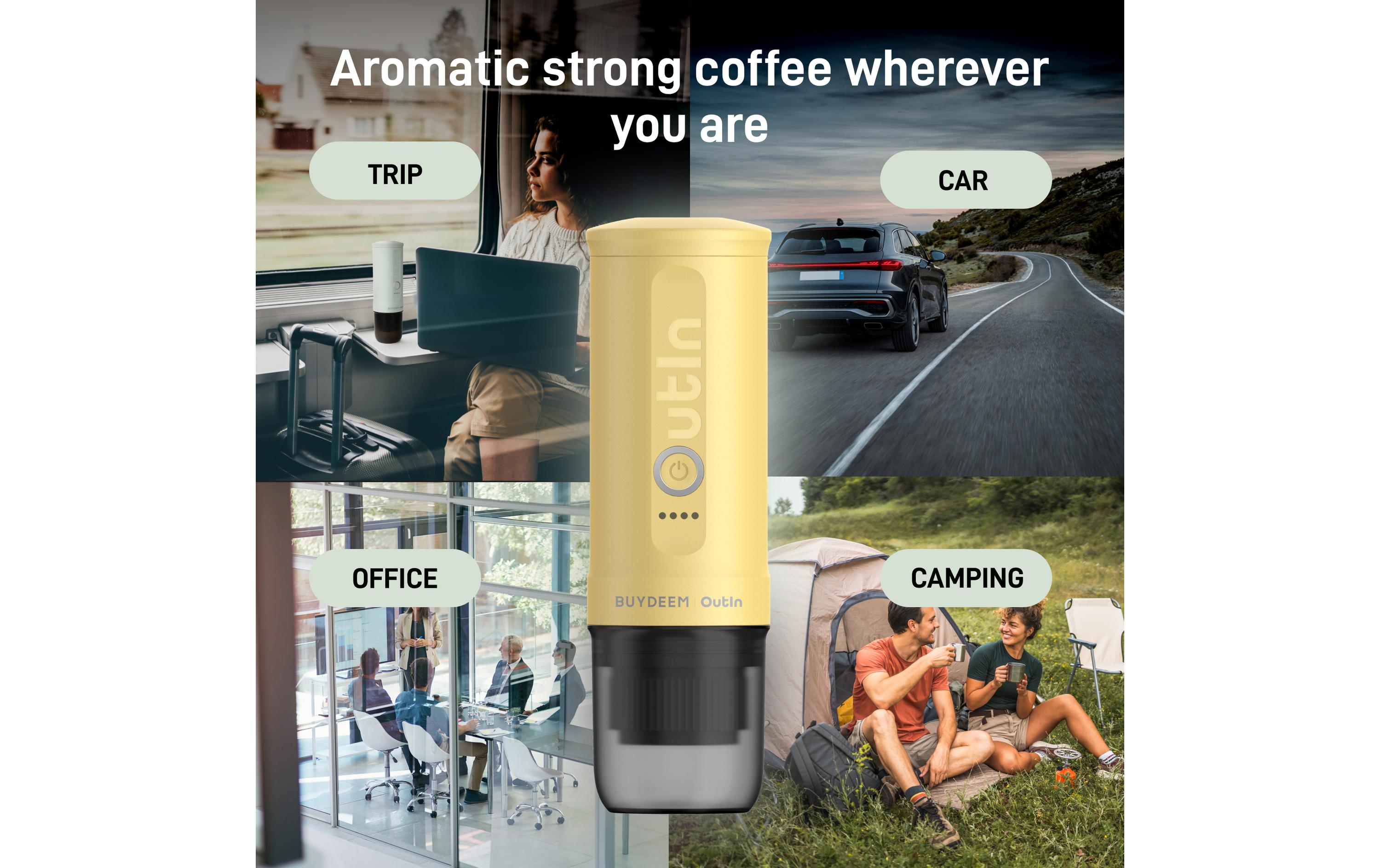 OUTIN Reisekaffeemaschine Nano Kapseln, Gelb