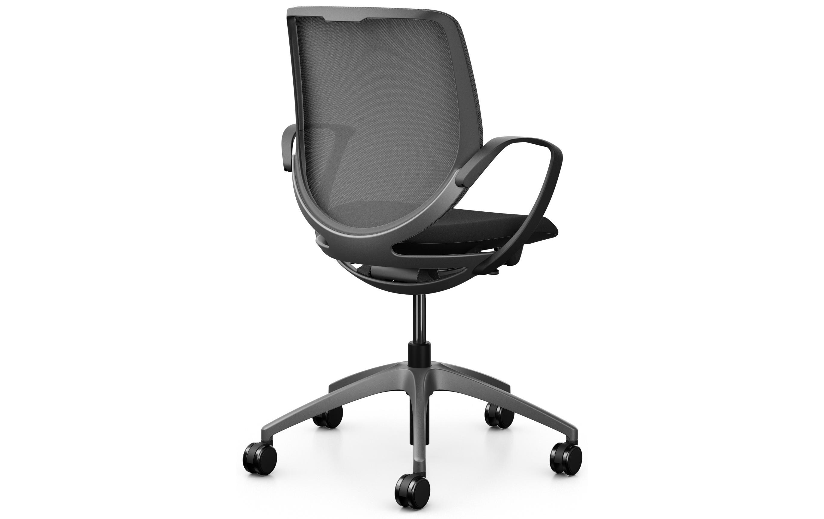 Giroflex Bürostuhl 313 mit Netzrücken und Armlehnen, Dunkelgrau