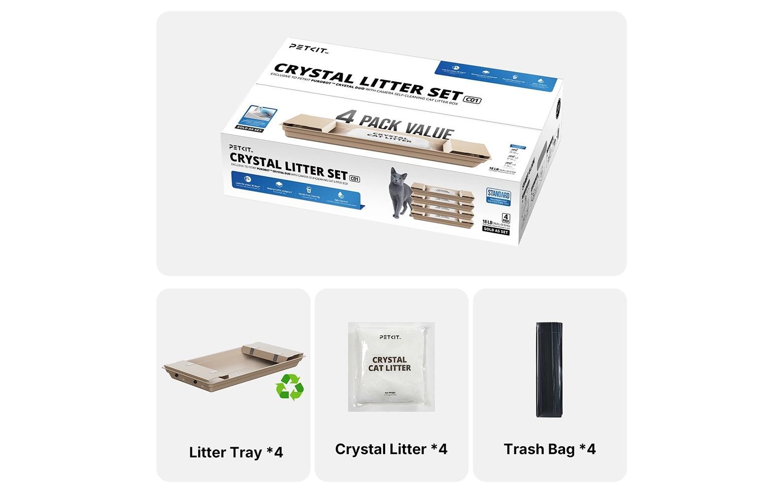 PETKIT Zubehör Katzentoilette Crystal Litter 4-Pack Weiss