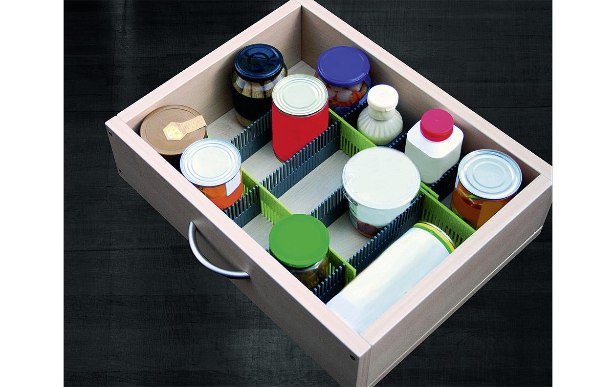 purvario Stauleisten für Schubladen 8-teilig, Steingrau/Limonengrün