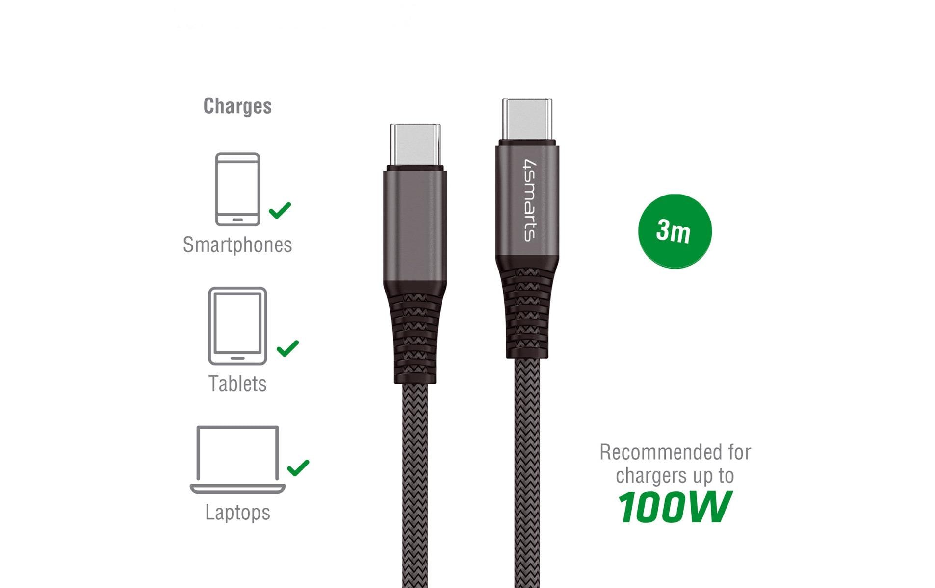 4smarts USB 2.0-Kabel Daten- und Ladekabel USB C - USB C 3 m
