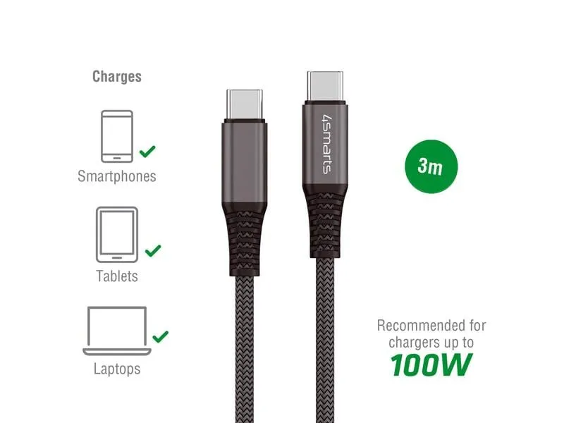 4smarts USB 2.0-Kabel Daten- und Ladekabel USB C - USB C 3 m 4smarts USB 2.0-Kabel Daten- und Ladekabel USB C - USB C 3 m