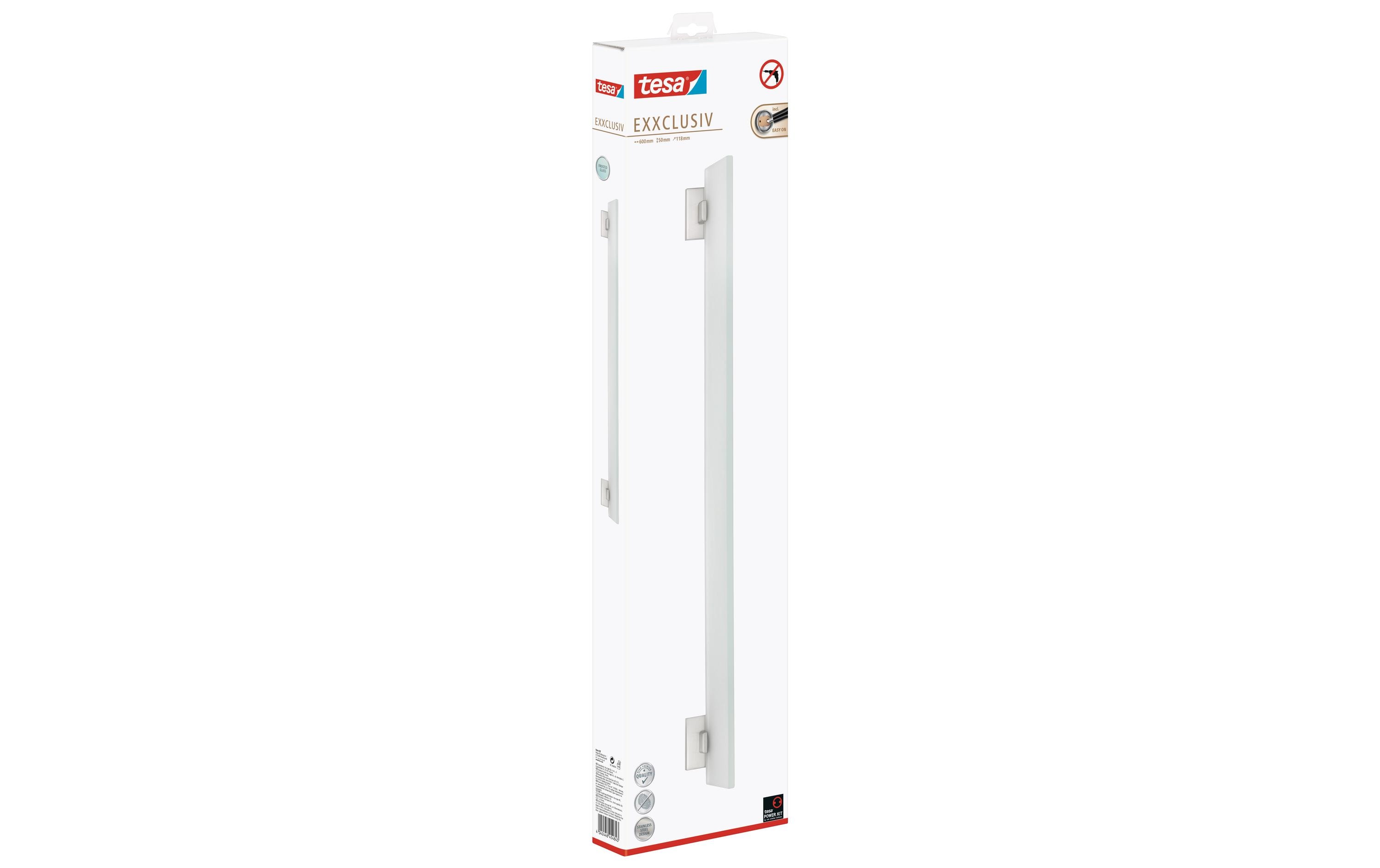 tesa Exxclusiv Glasablage ohne Bohren, silber