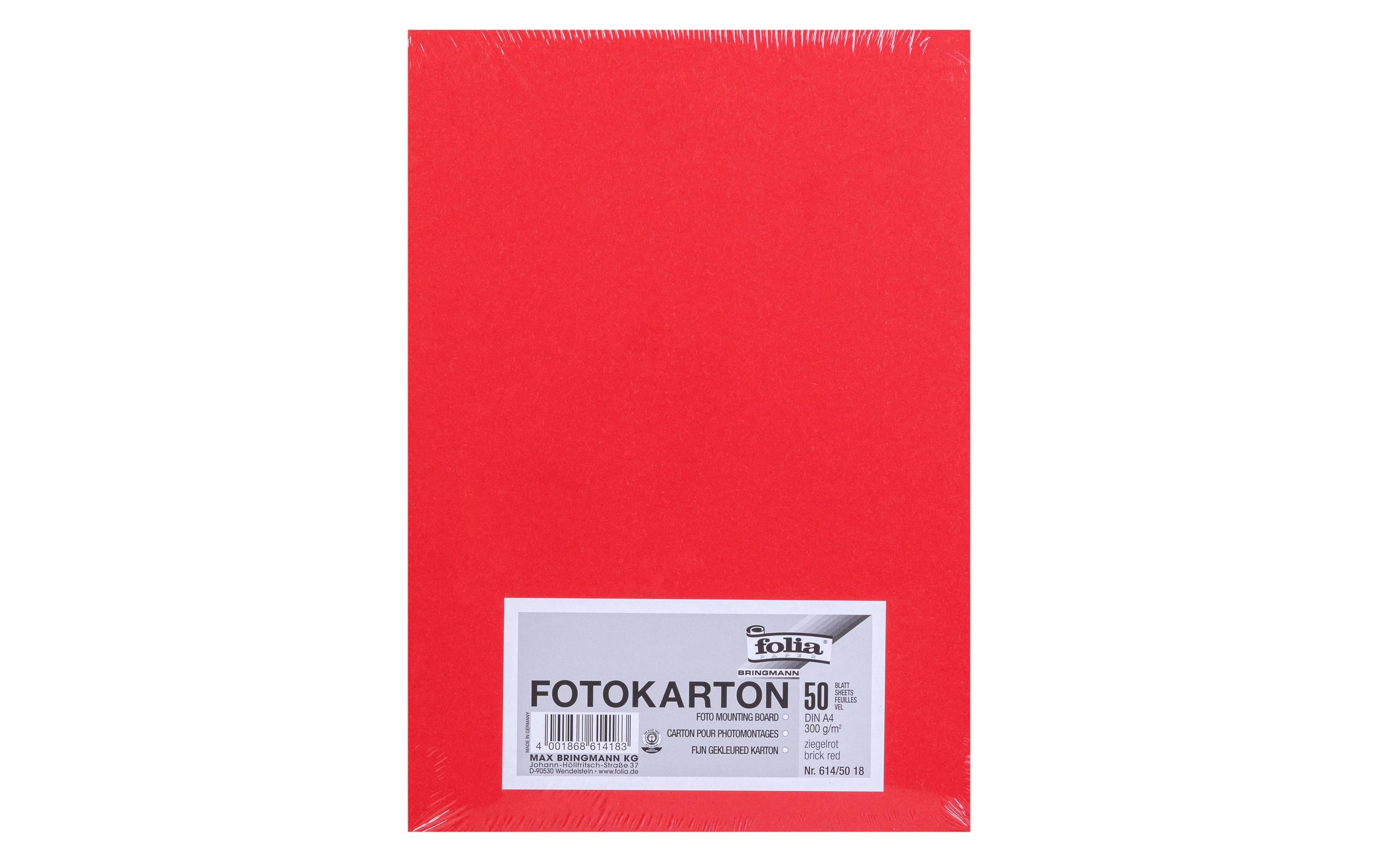 Folia Fotokarton A4, 300 g/m², 50 Blatt, Ziegelrot