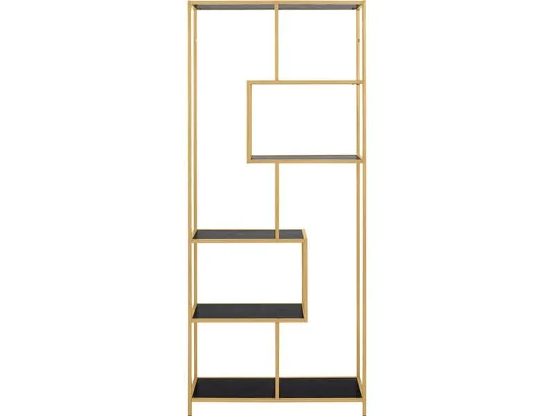 AC Design Regal Seaford 77 x 35 x 185 cm, Gold/Schwarz