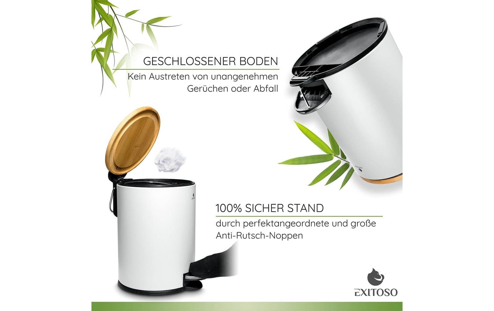 Exitoso Tretmülleimer mit Softclose-Deckel 3 l, Weiss