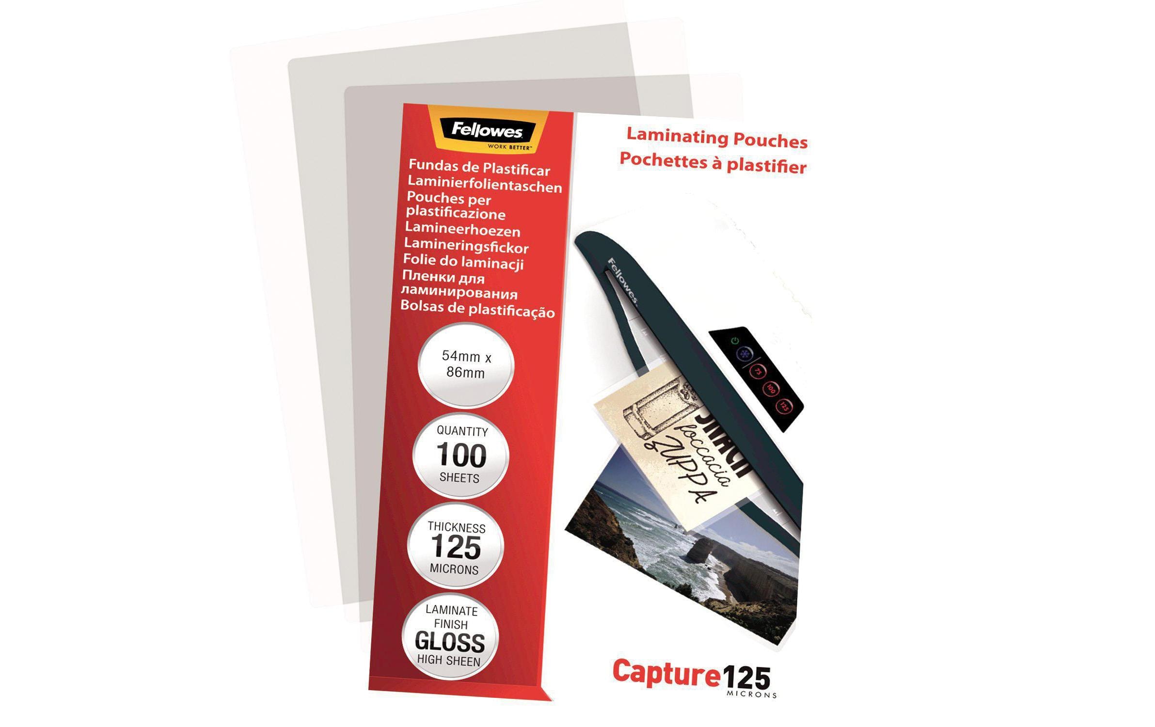 Fellowes Laminierfolie 5.4 x 8.6 cm, 125 µm, 100 Stück, Glänzend Fellowes Laminierfolie 5.4 x 8.6 cm, 125 µm, 100 Stück, Glänzend