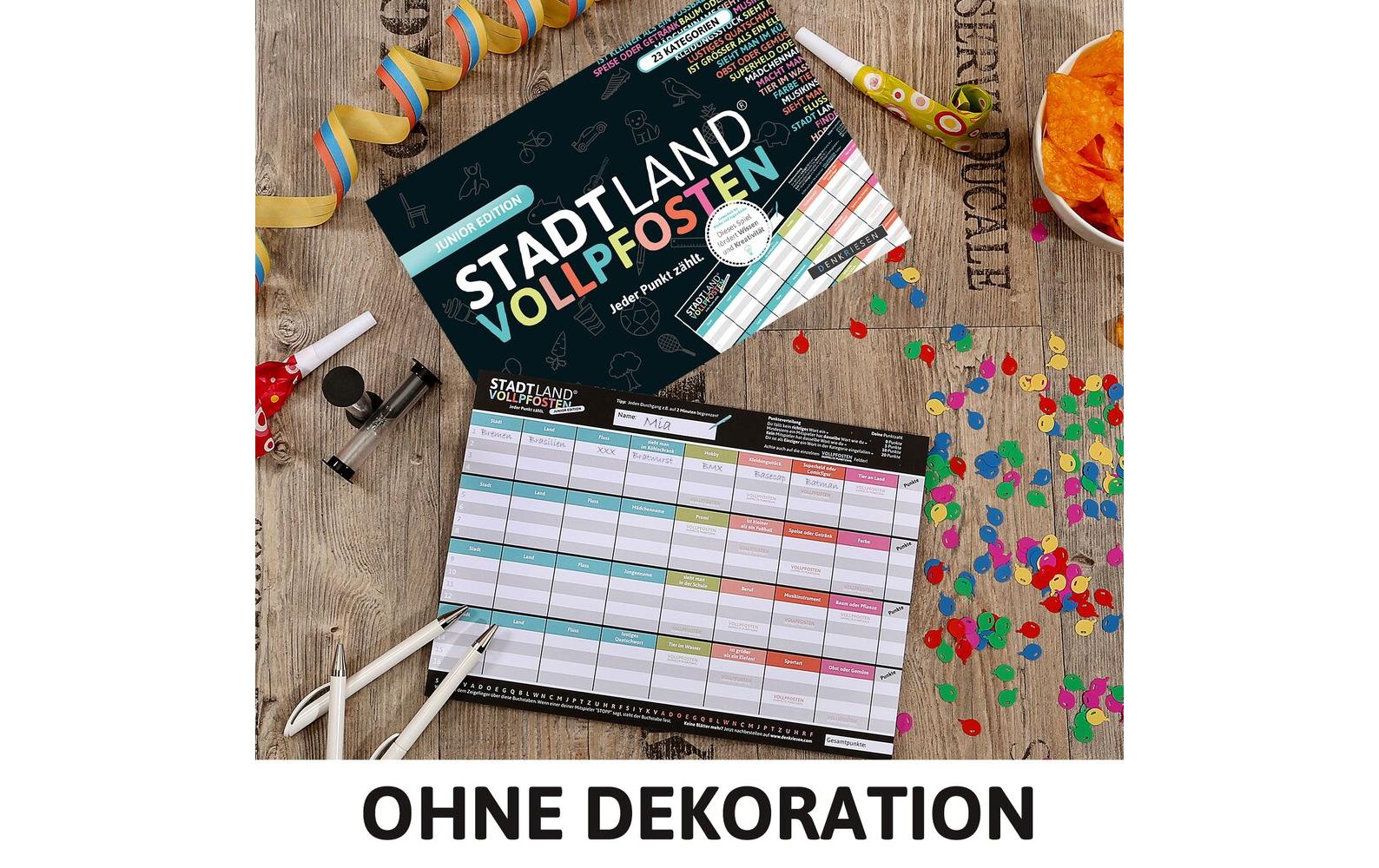 Denkriesen Partyspiel STADT LAND VOLLPFOSTEN – Junior Edition